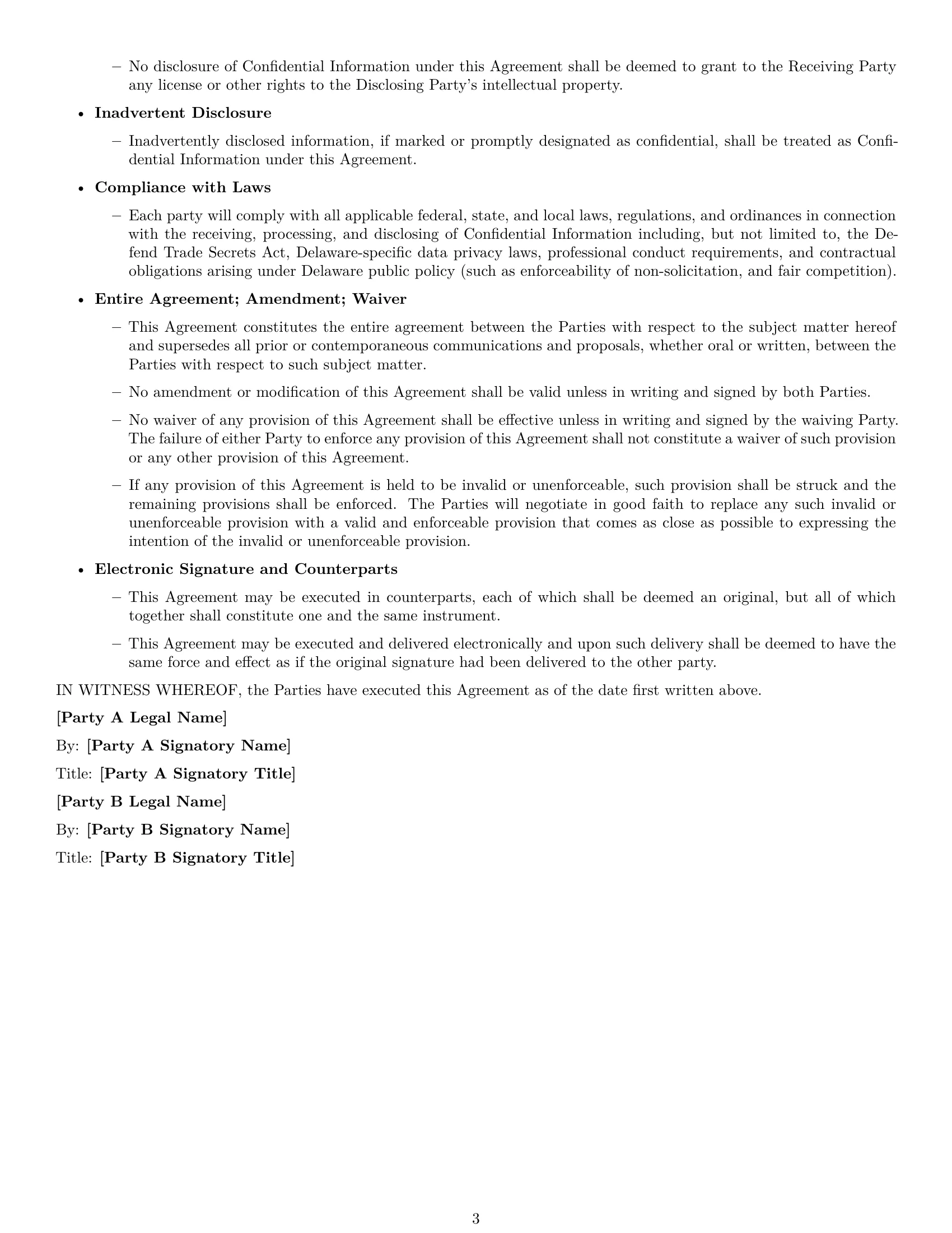 Preview page 3 of Free Delaware mutual nda template