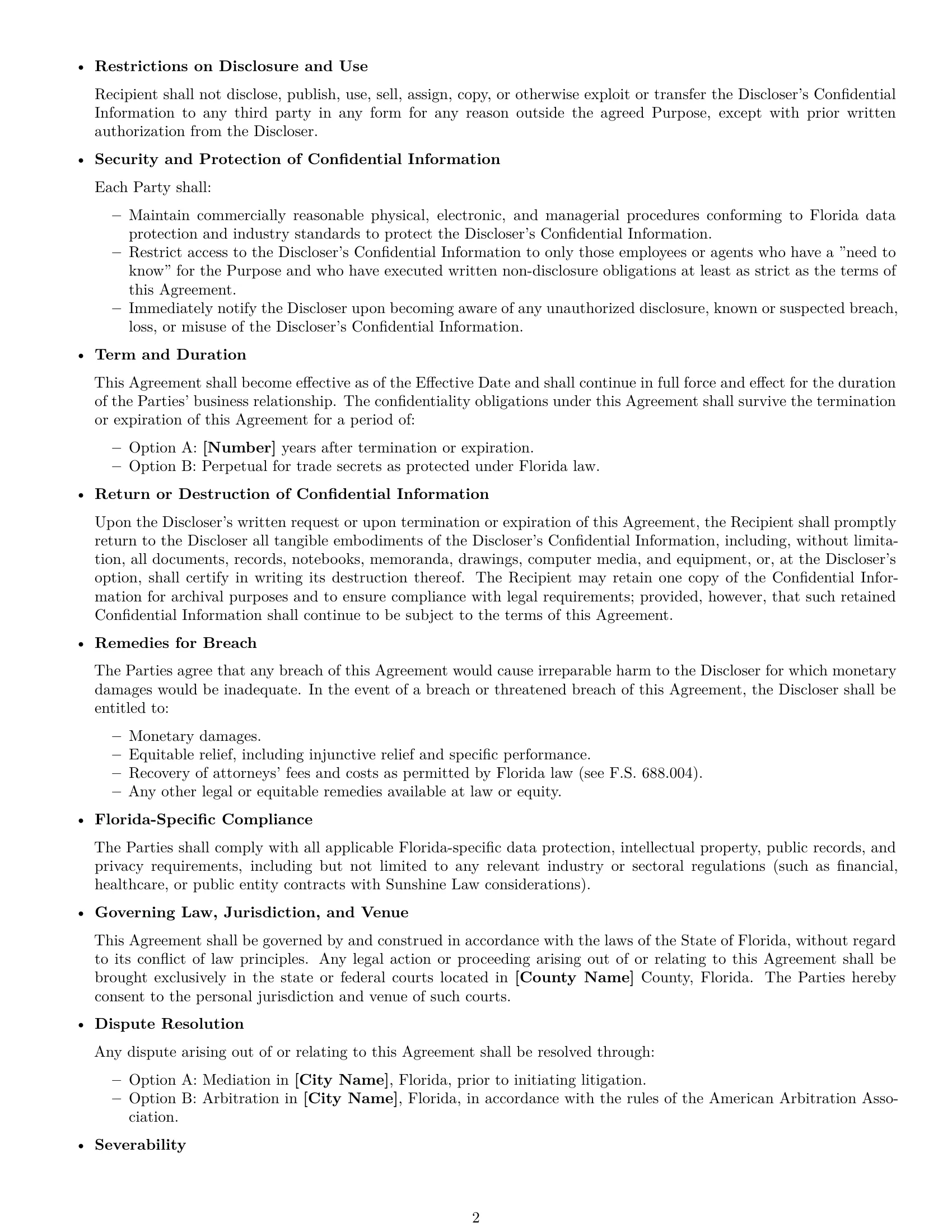 Preview page 2 of Free Florida mutual nda template