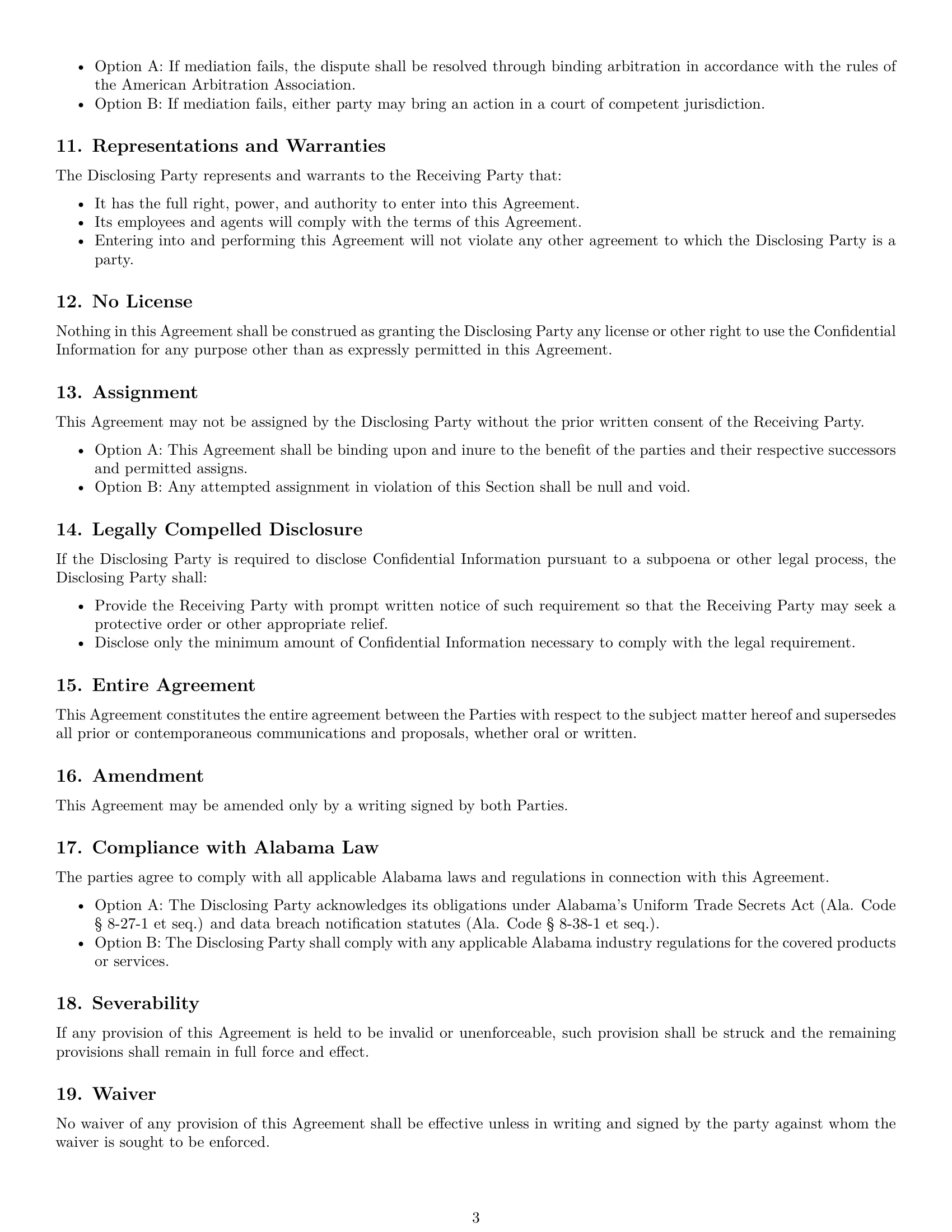 Preview page 3 of Free Alabama supplier nda template