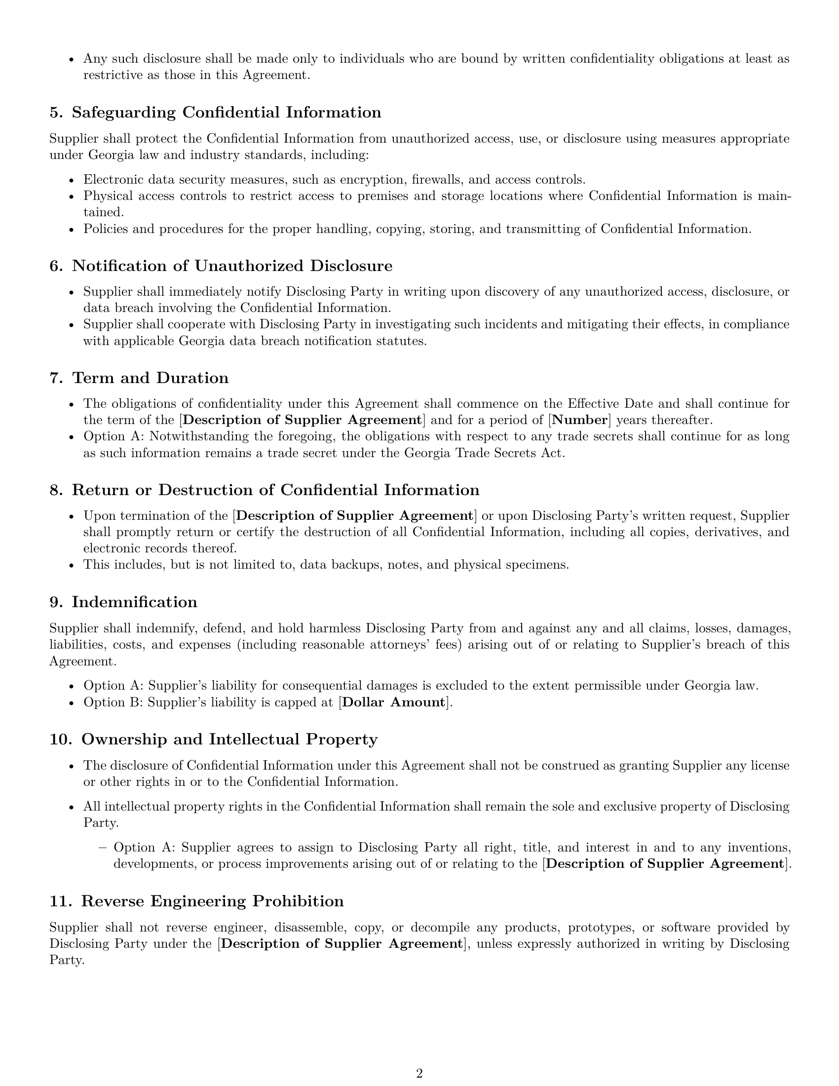 Preview page 2 of Free Georgia supplier nda template