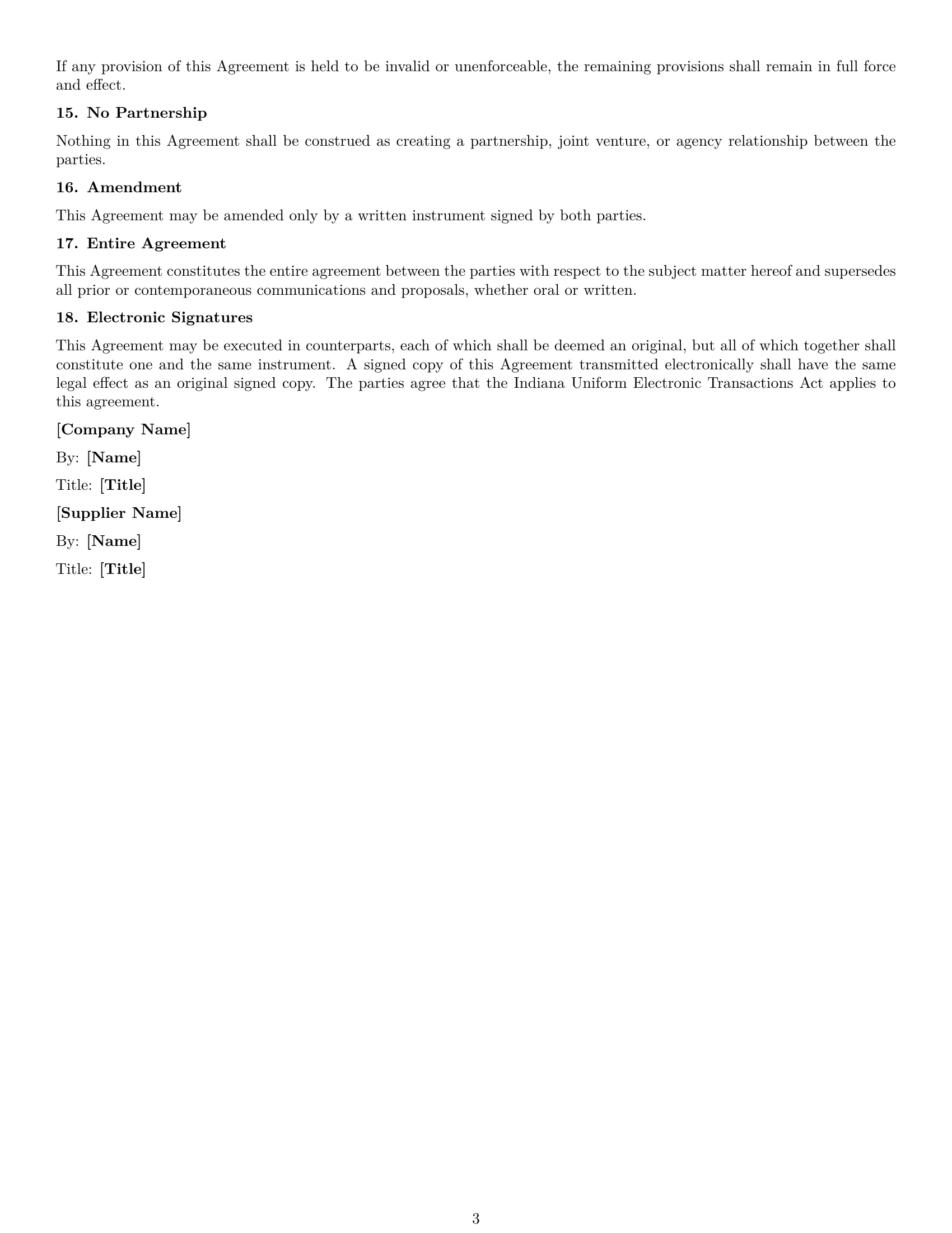 Preview page 3 of Free Indiana supplier nda template