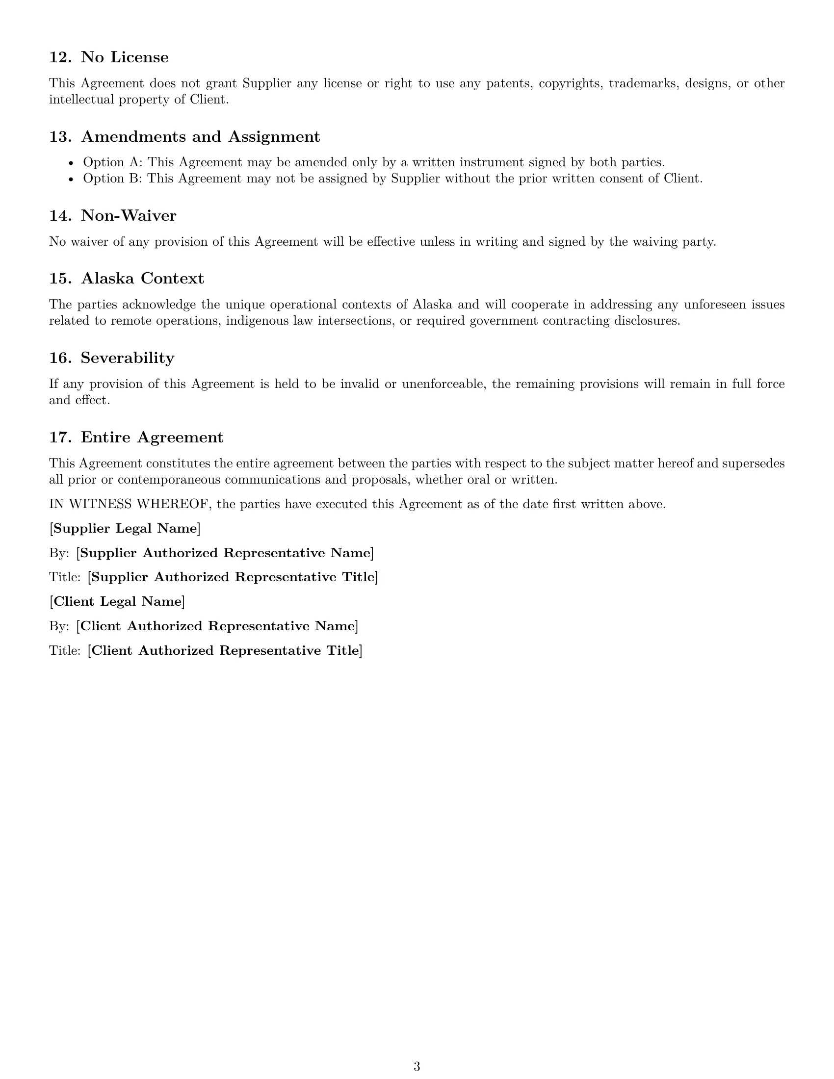 Preview page 3 of Free Alaska supplier nda template