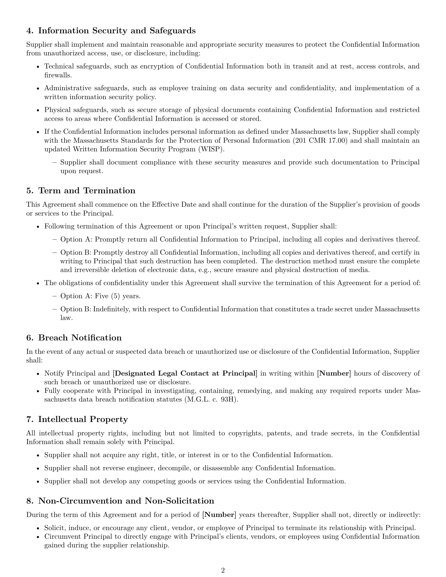 Preview page 2 of Free Massachusetts supplier nda template