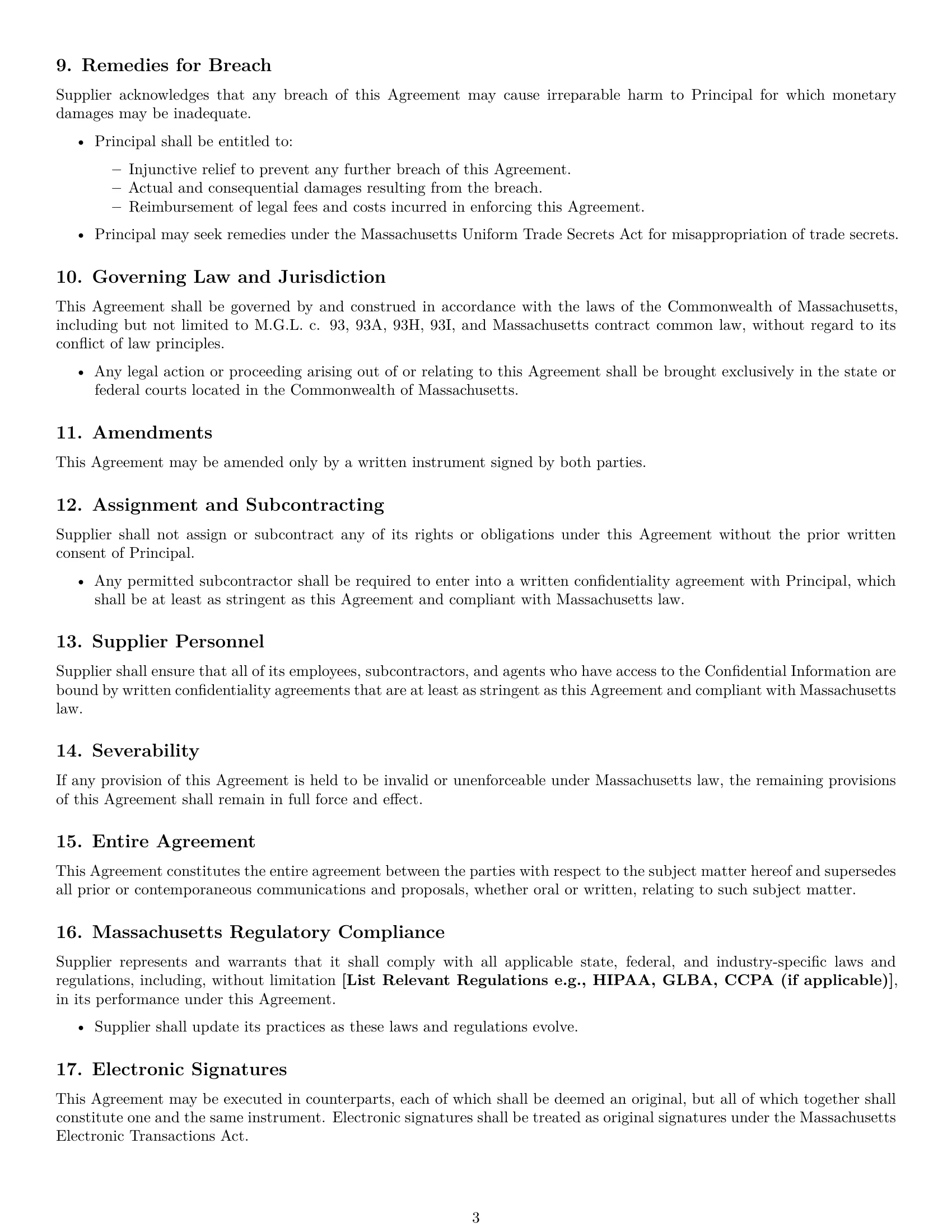 Preview page 3 of Free Massachusetts supplier nda template