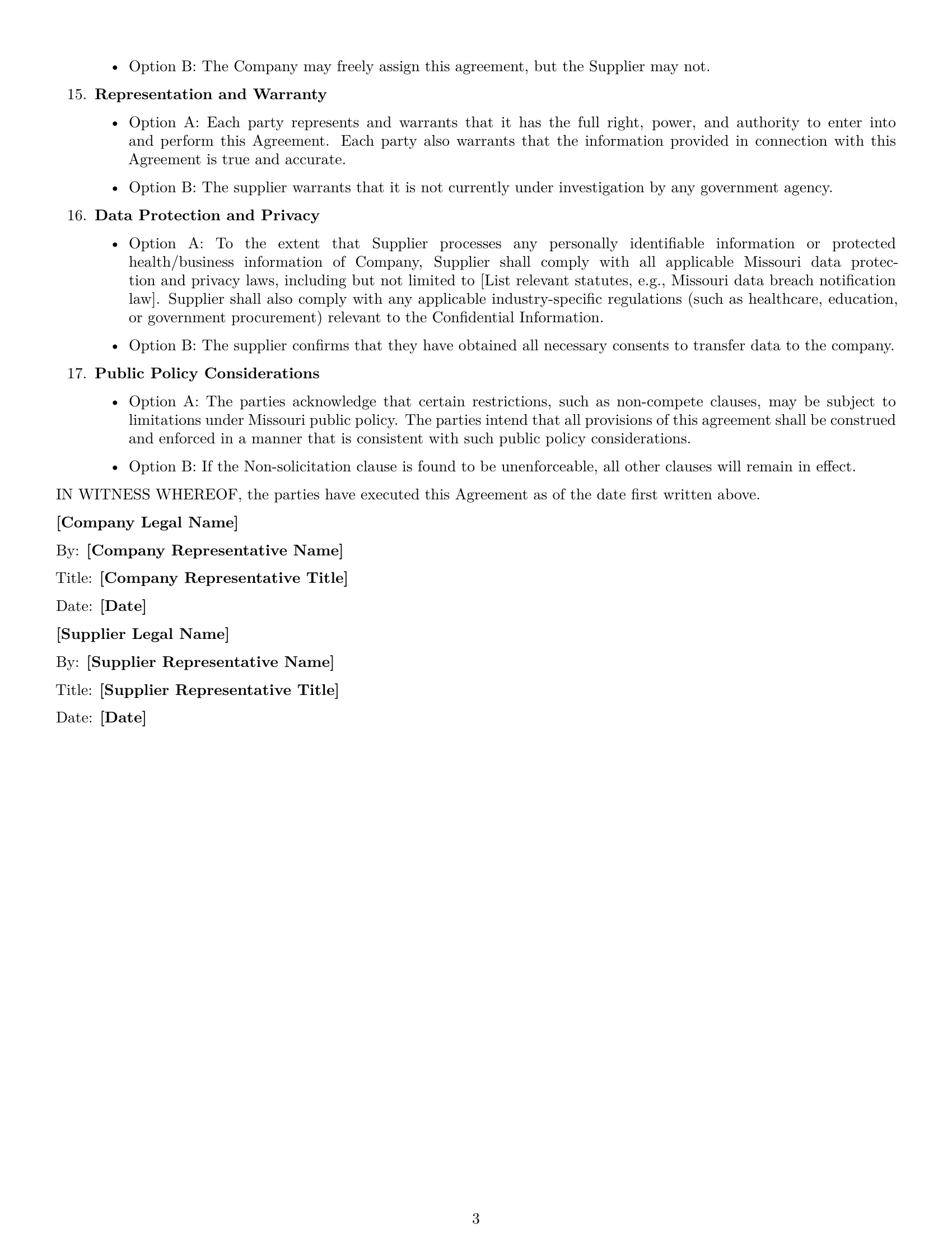 Preview page 3 of Free Missouri supplier nda template