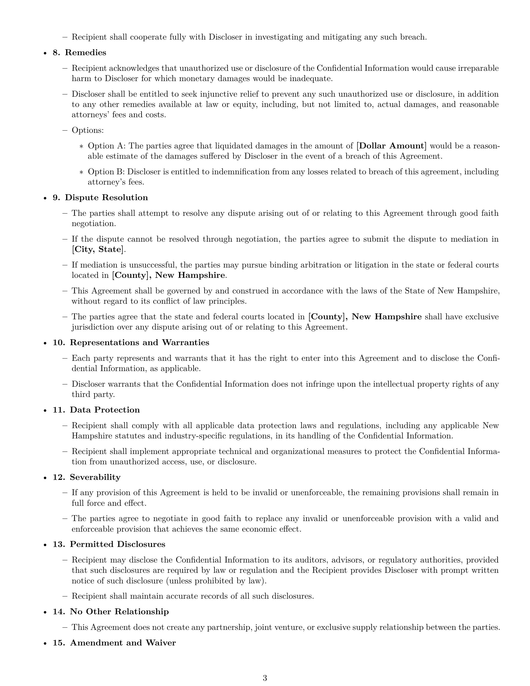 Preview page 3 of Free New Hampshire supplier nda template