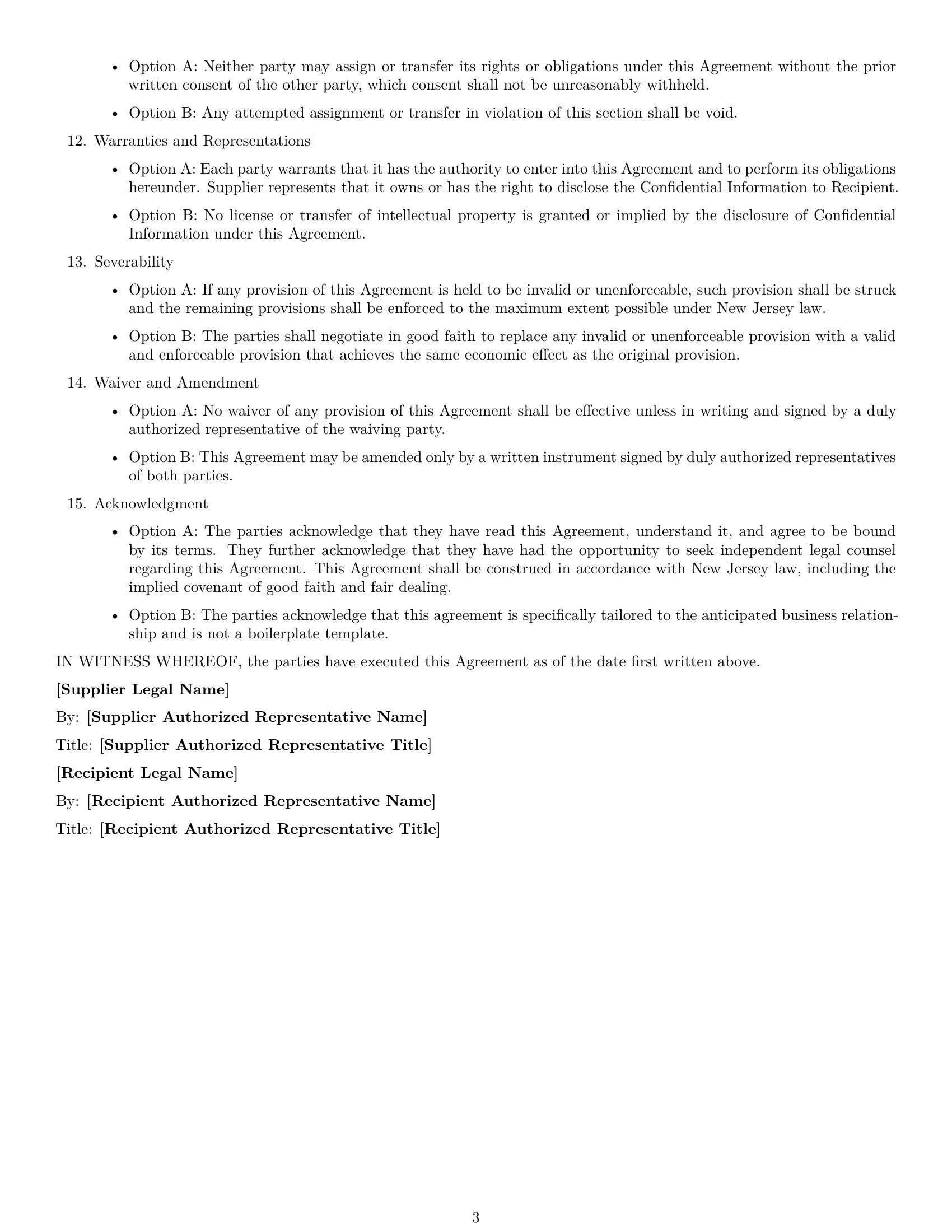 Preview page 3 of Free New Jersey supplier nda template