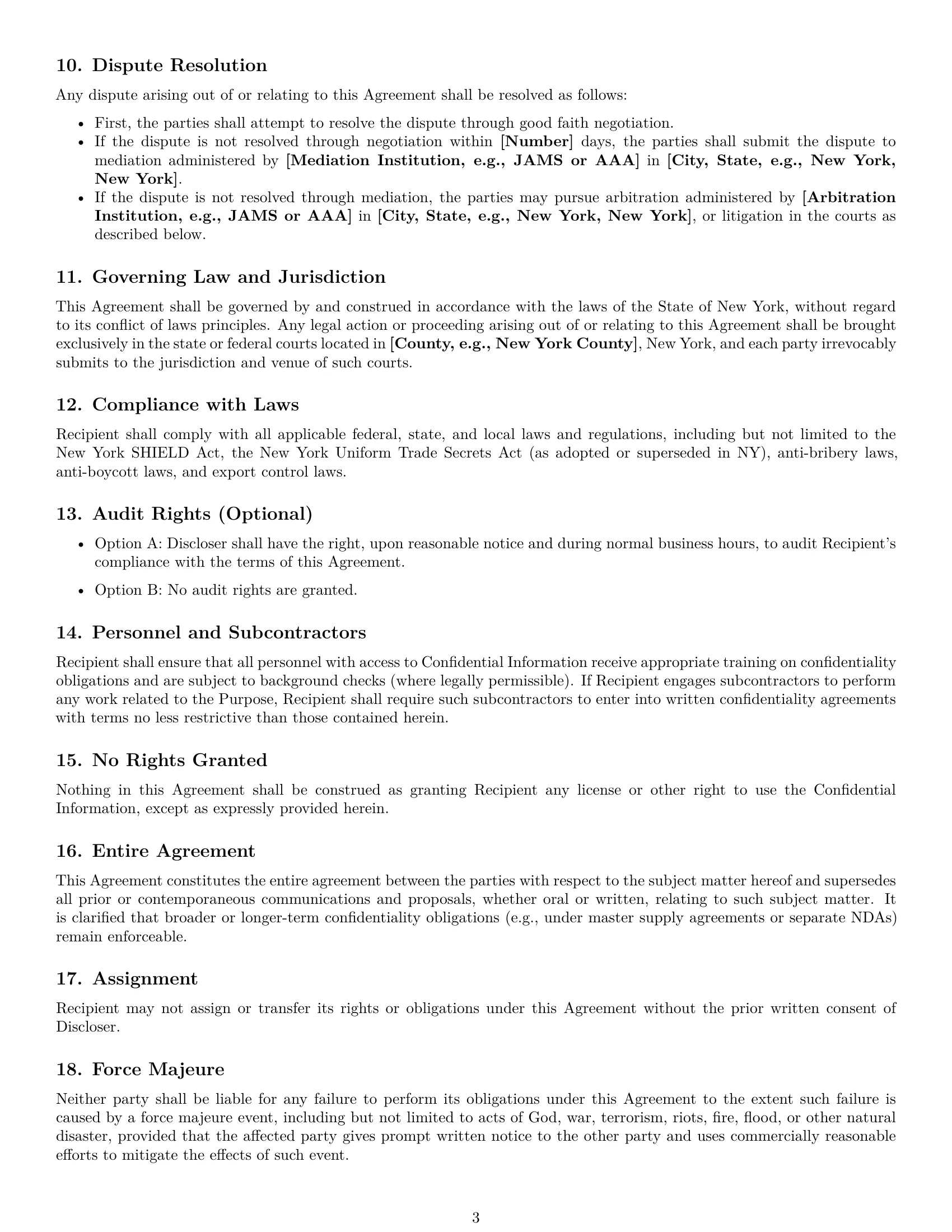 Preview page 3 of Free New York supplier nda template