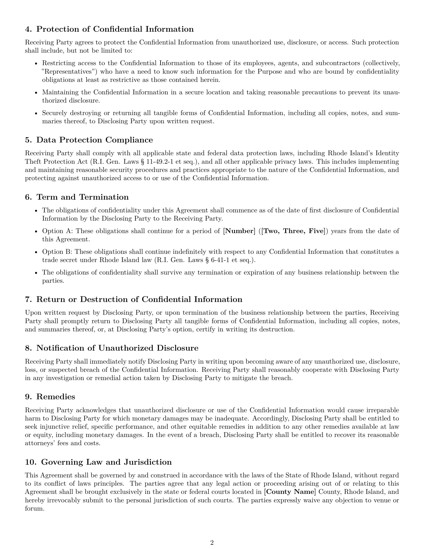 Preview page 2 of Free Rhode Island supplier nda template