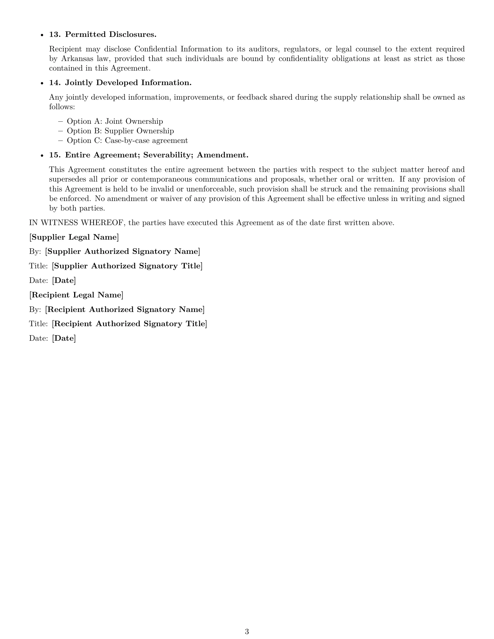 Preview page 3 of Free Arkansas supplier nda template