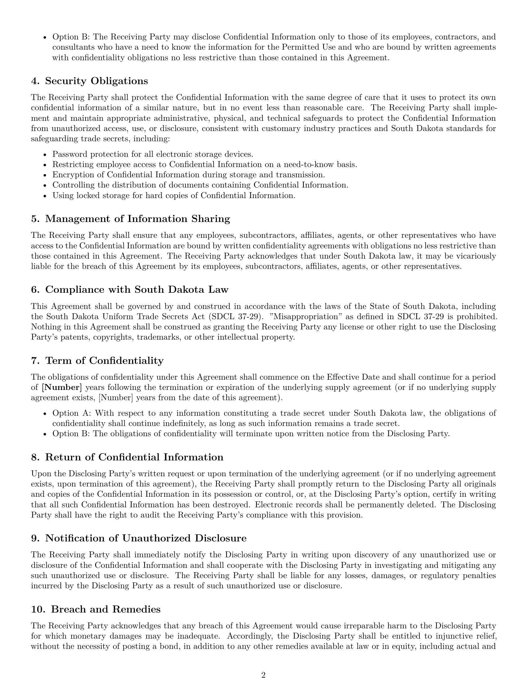 Preview page 2 of Free South Dakota supplier nda template