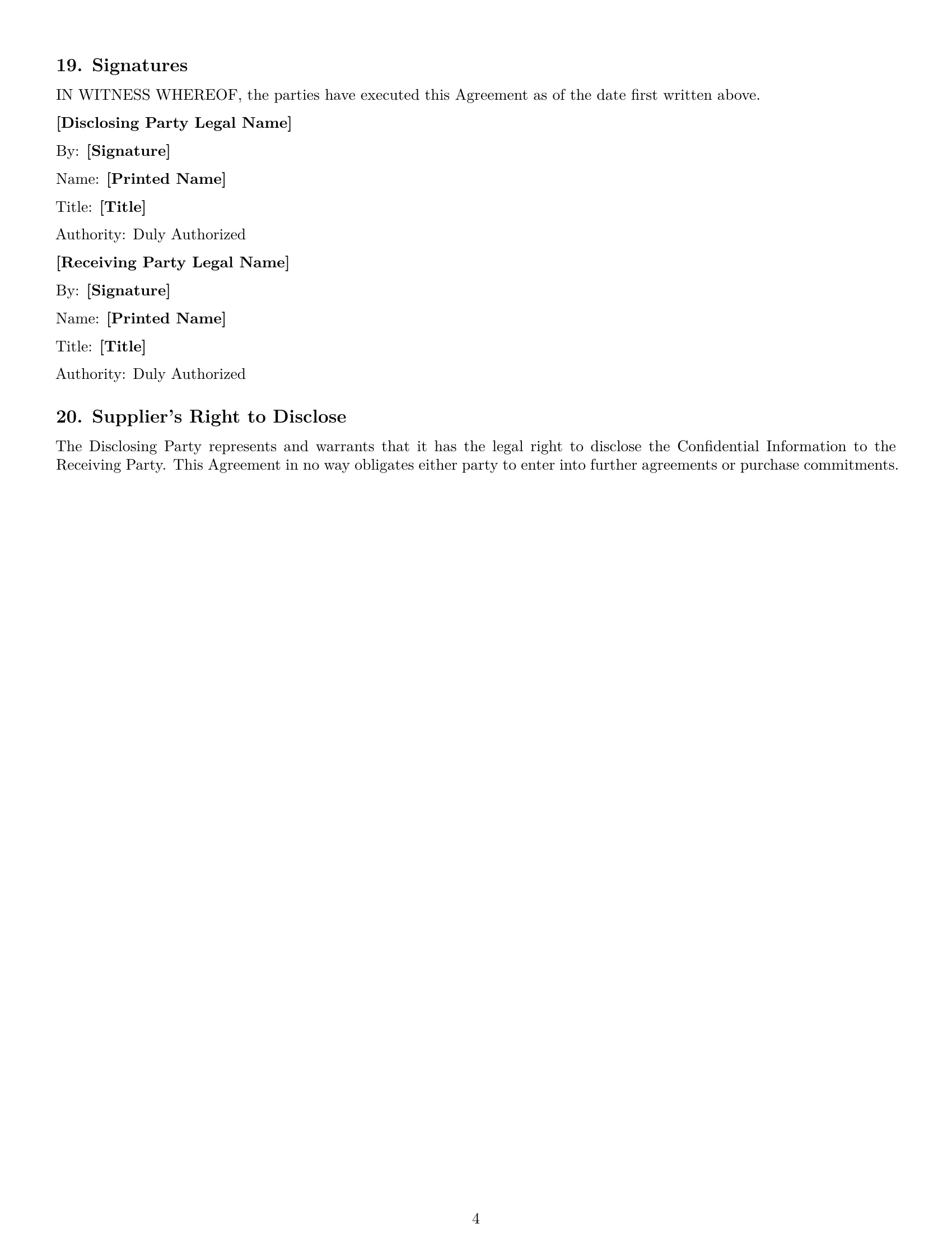Preview page 4 of Free South Dakota supplier nda template