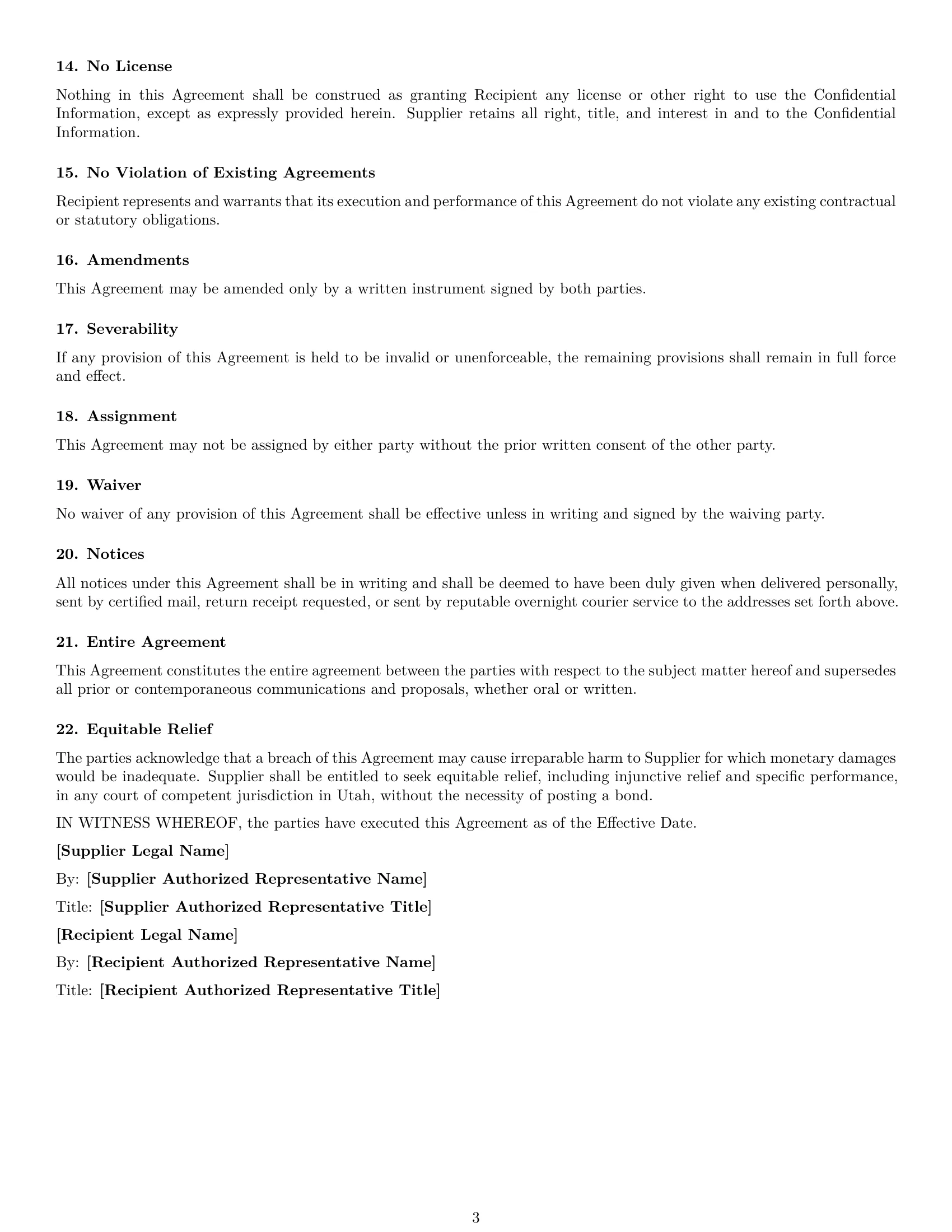 Preview page 3 of Free Utah supplier nda template