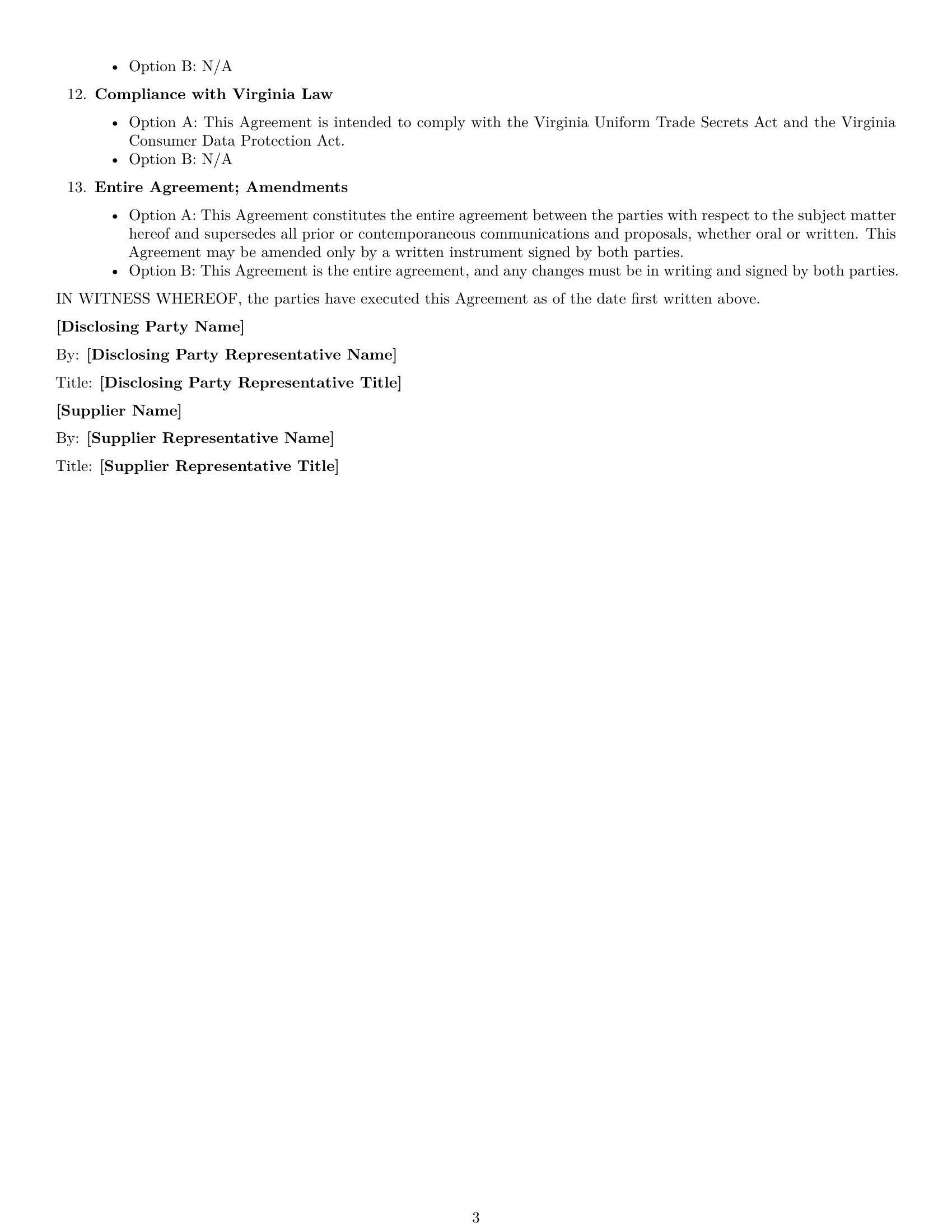 Preview page 3 of Free Virginia supplier nda template