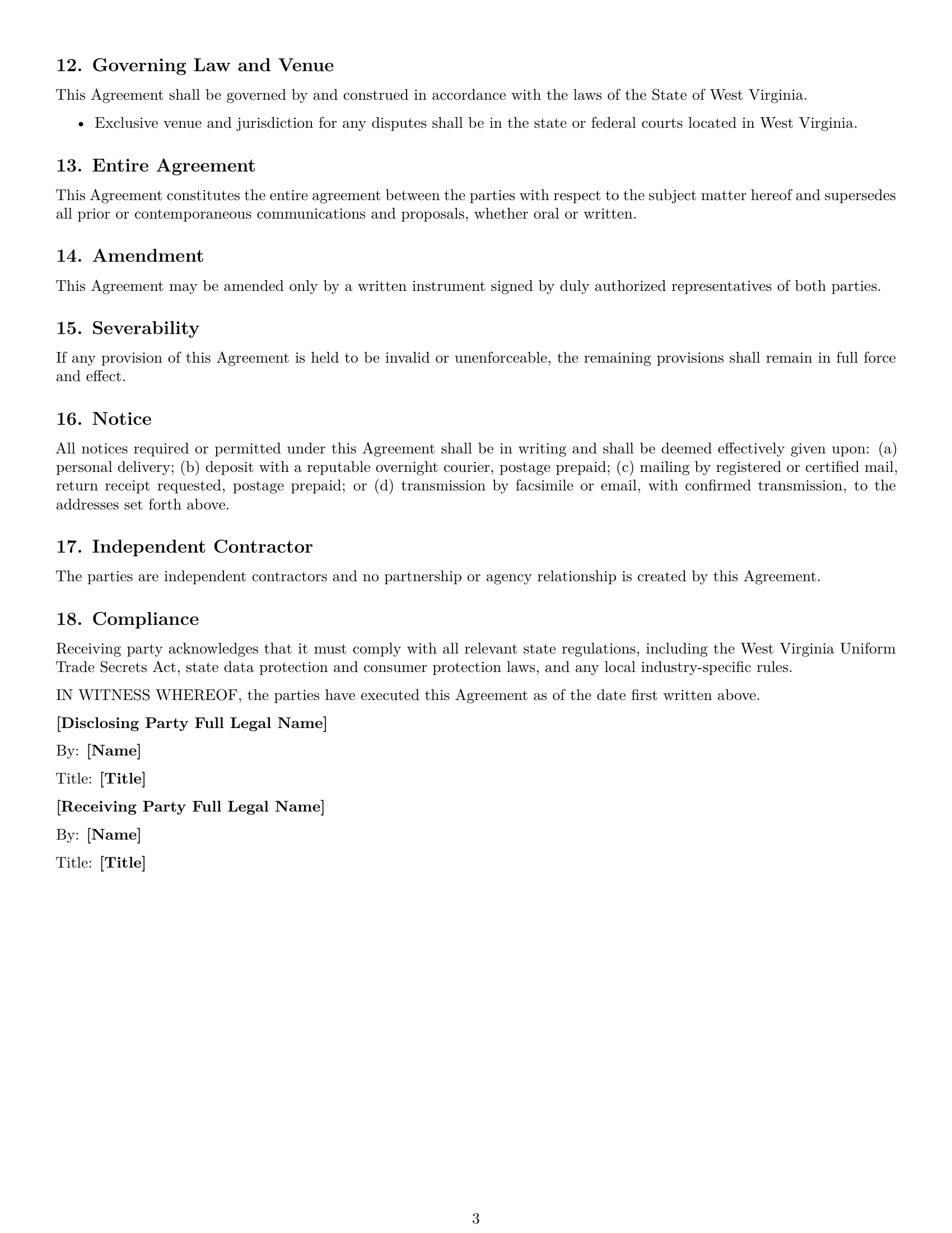 Preview page 3 of Free West Virginia supplier nda template