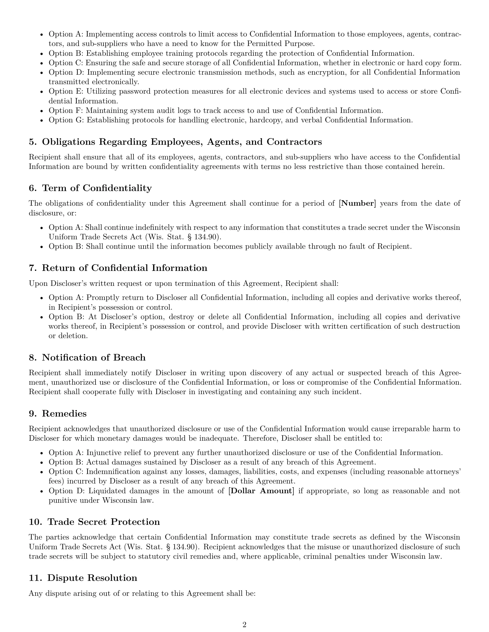 Preview page 2 of Free Wisconsin supplier nda template