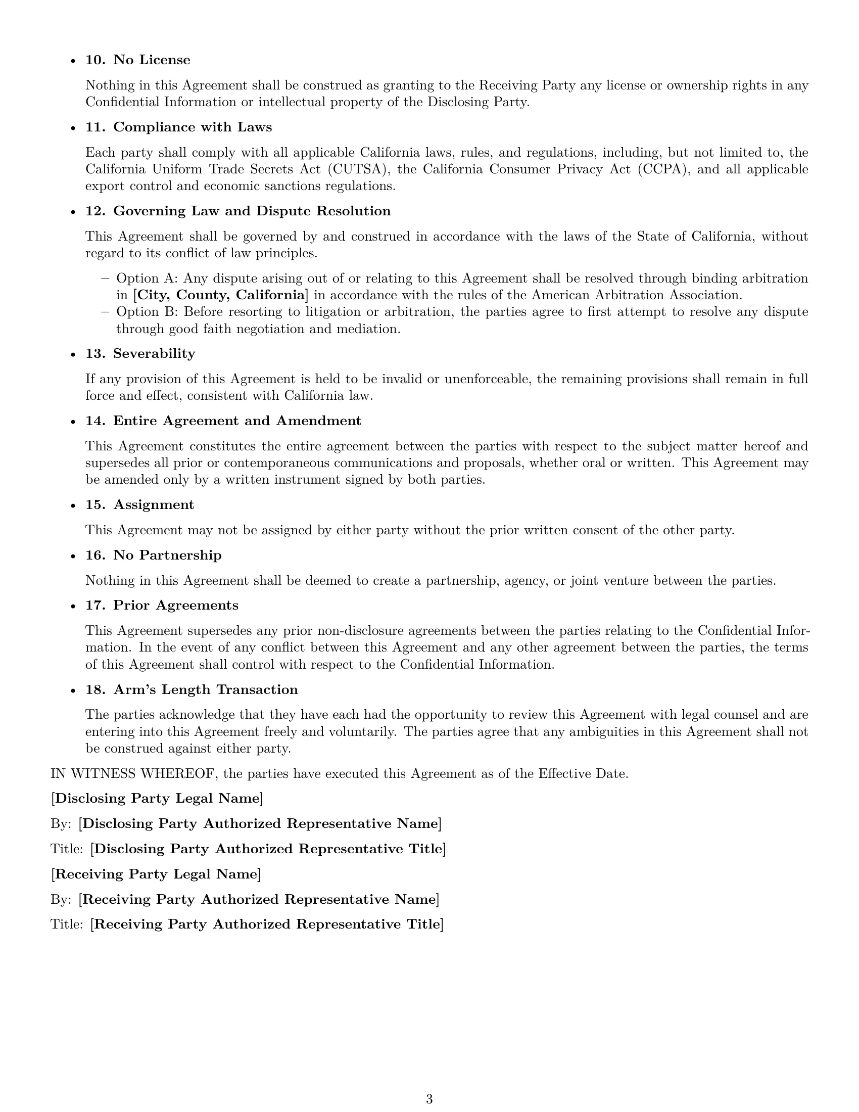 Preview page 3 of Free California supplier nda template