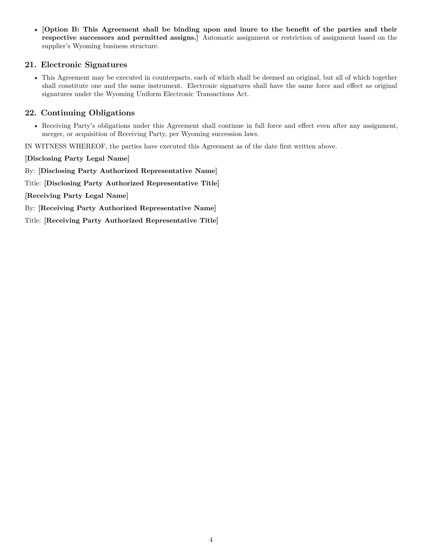 Preview page 4 of Free Wyoming supplier nda template