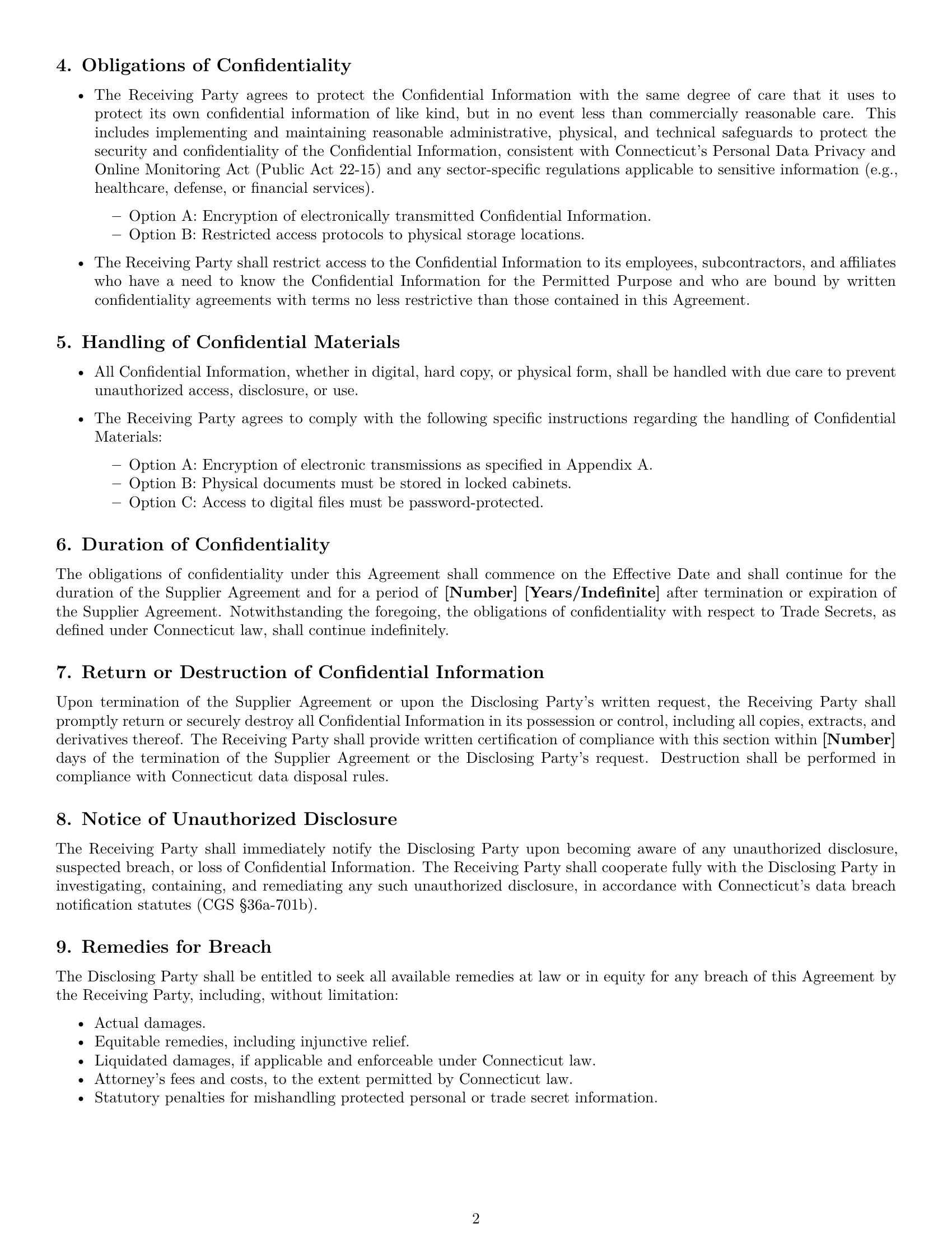Preview page 2 of Free Connecticut supplier nda template