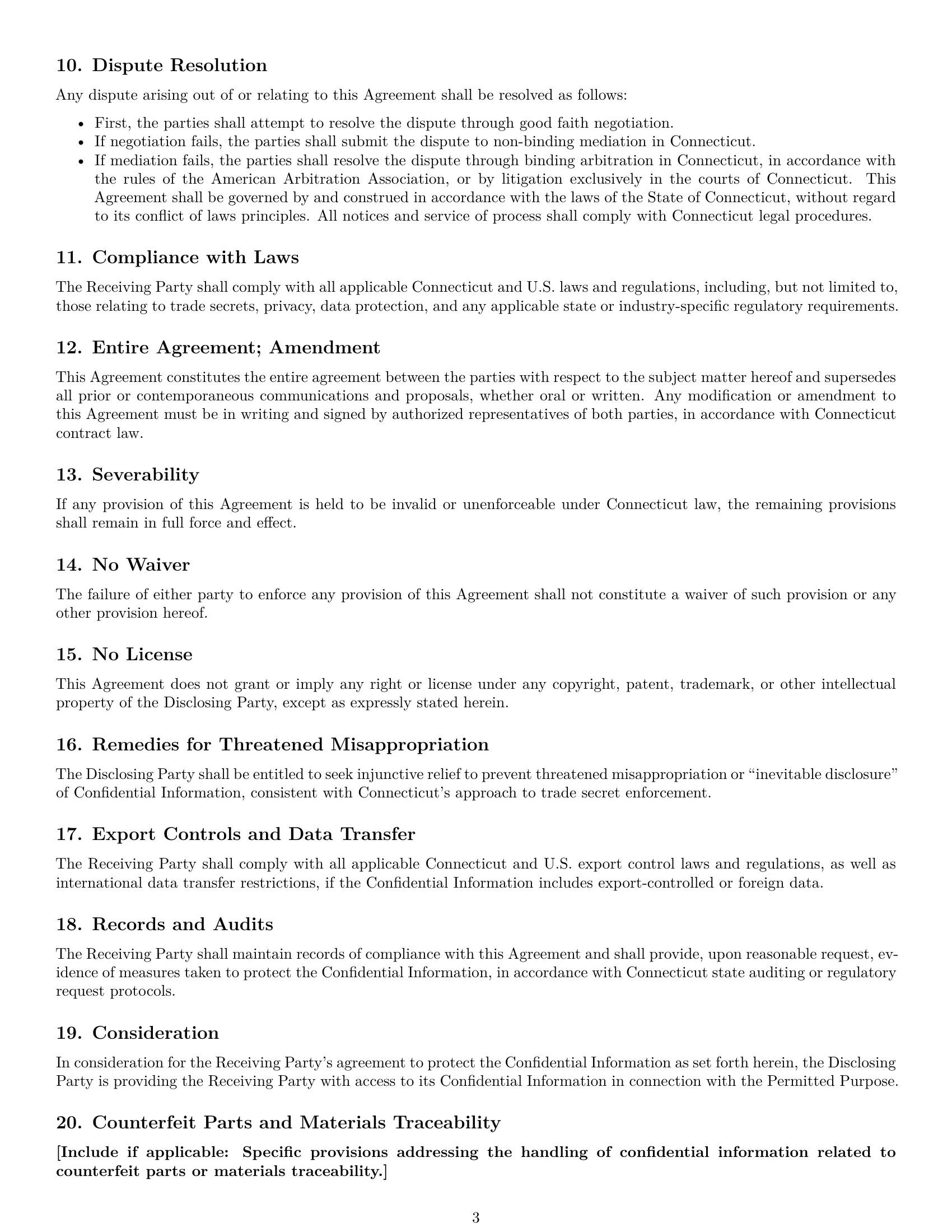 Preview page 3 of Free Connecticut supplier nda template