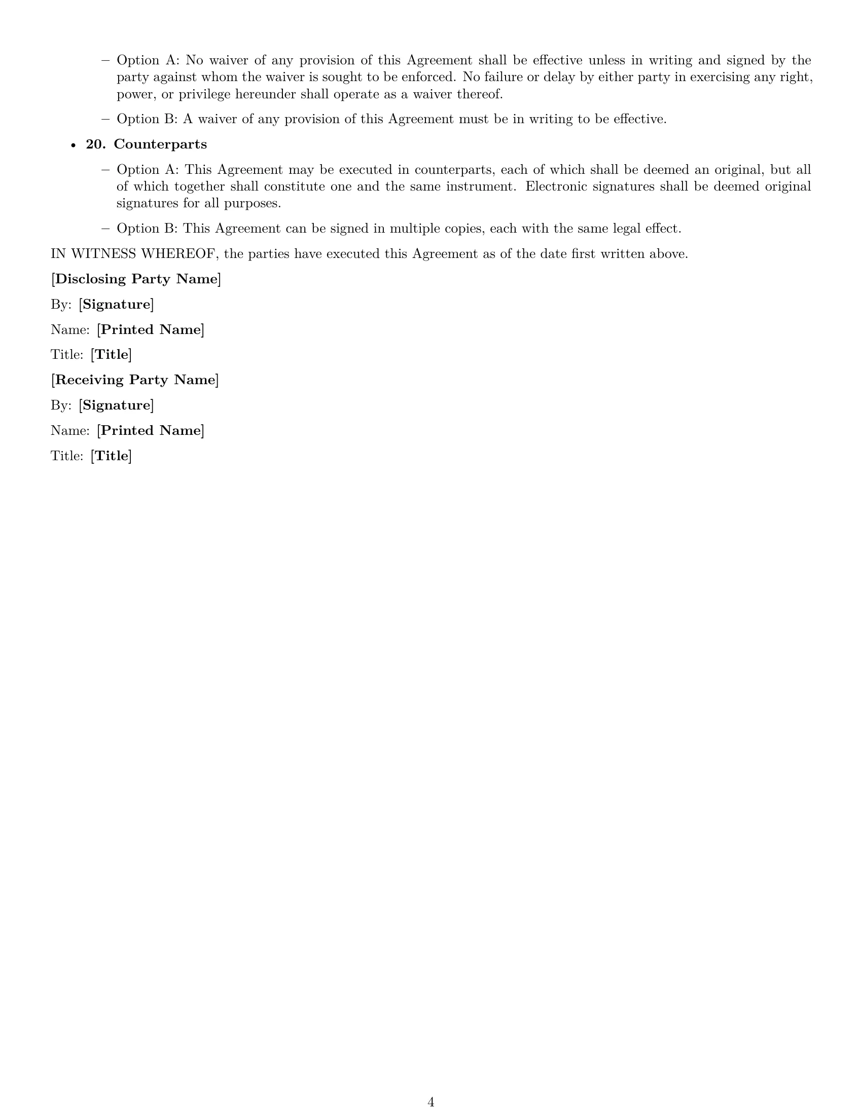 Preview page 4 of Free Florida supplier nda template