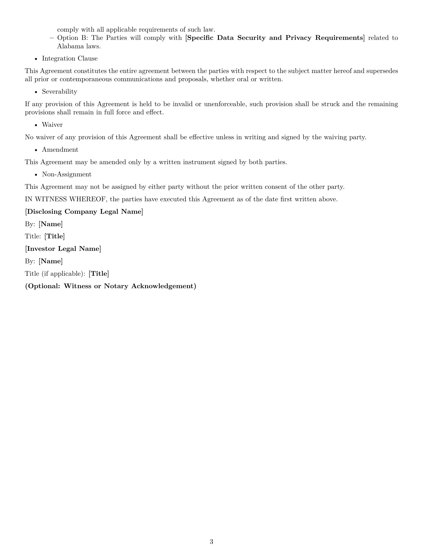 Preview page 3 of Free Alabama investor nda template