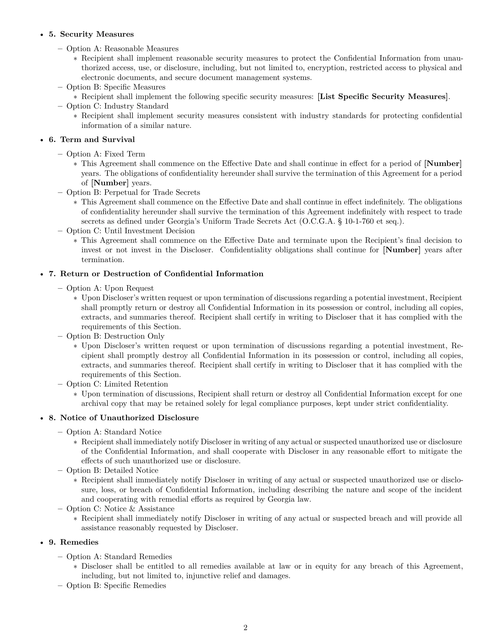 Preview page 2 of Free Georgia investor nda template