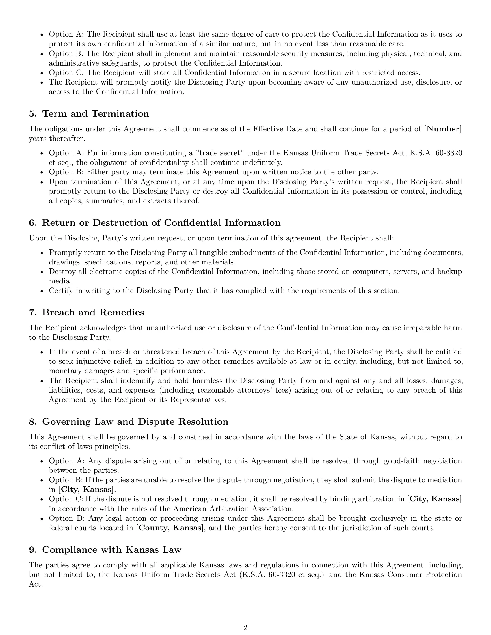 Preview page 2 of Free Kansas investor nda template