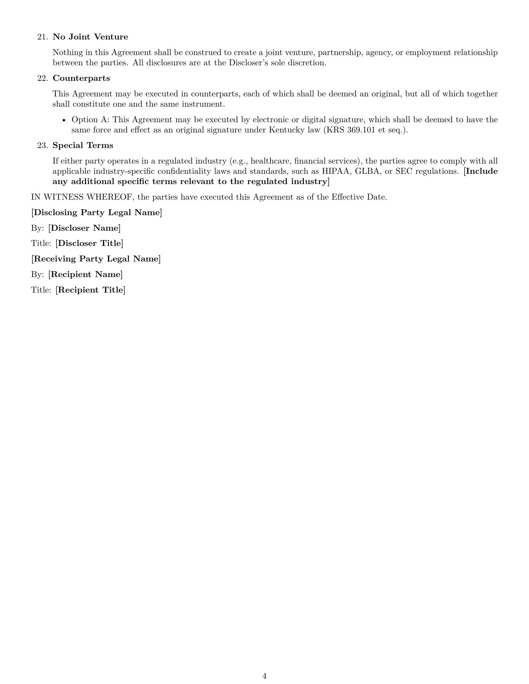 Preview page 4 of Free Kentucky investor nda template