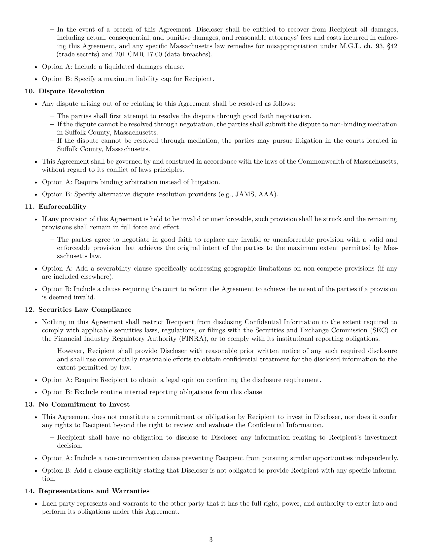 Preview page 3 of Free Massachusetts investor nda template