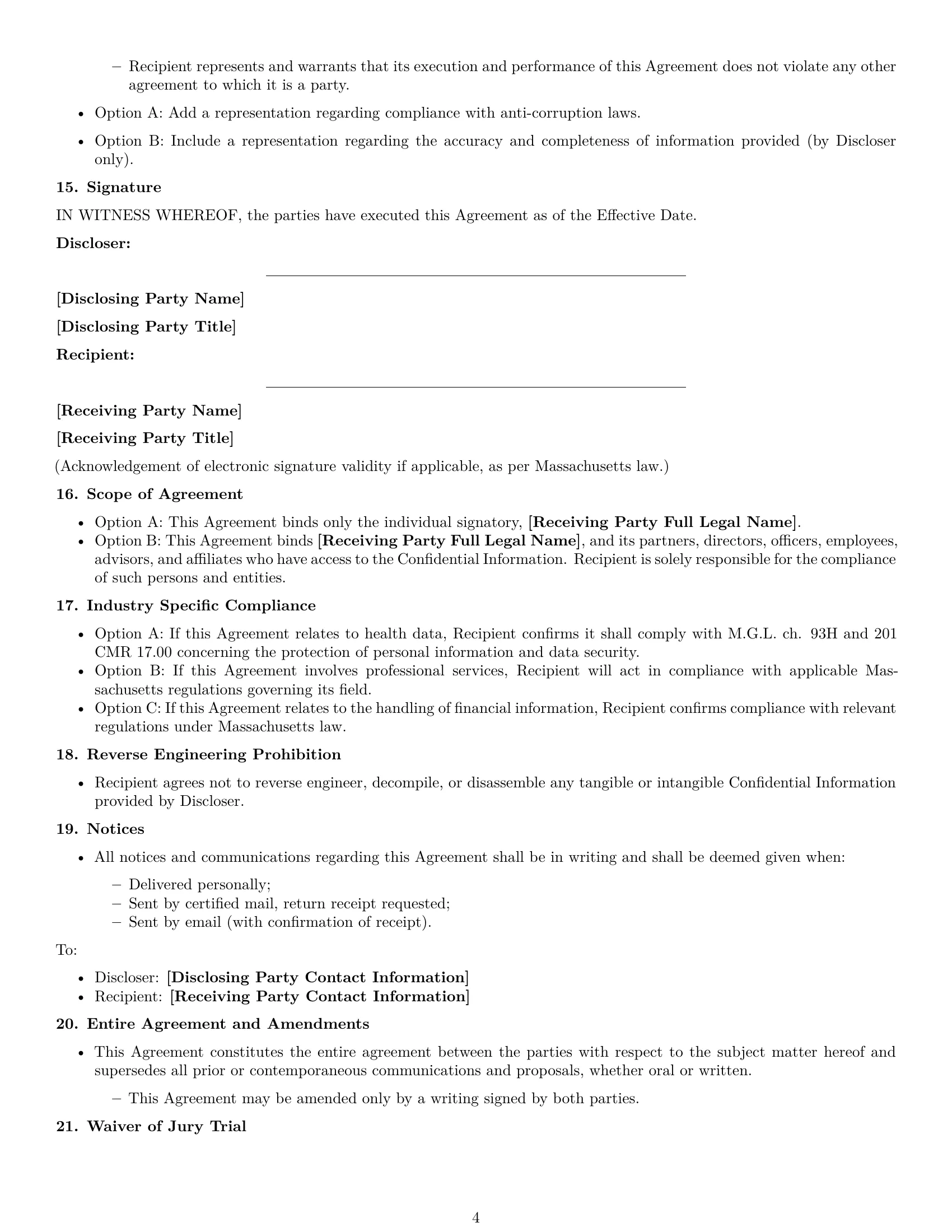 Preview page 4 of Free Massachusetts investor nda template