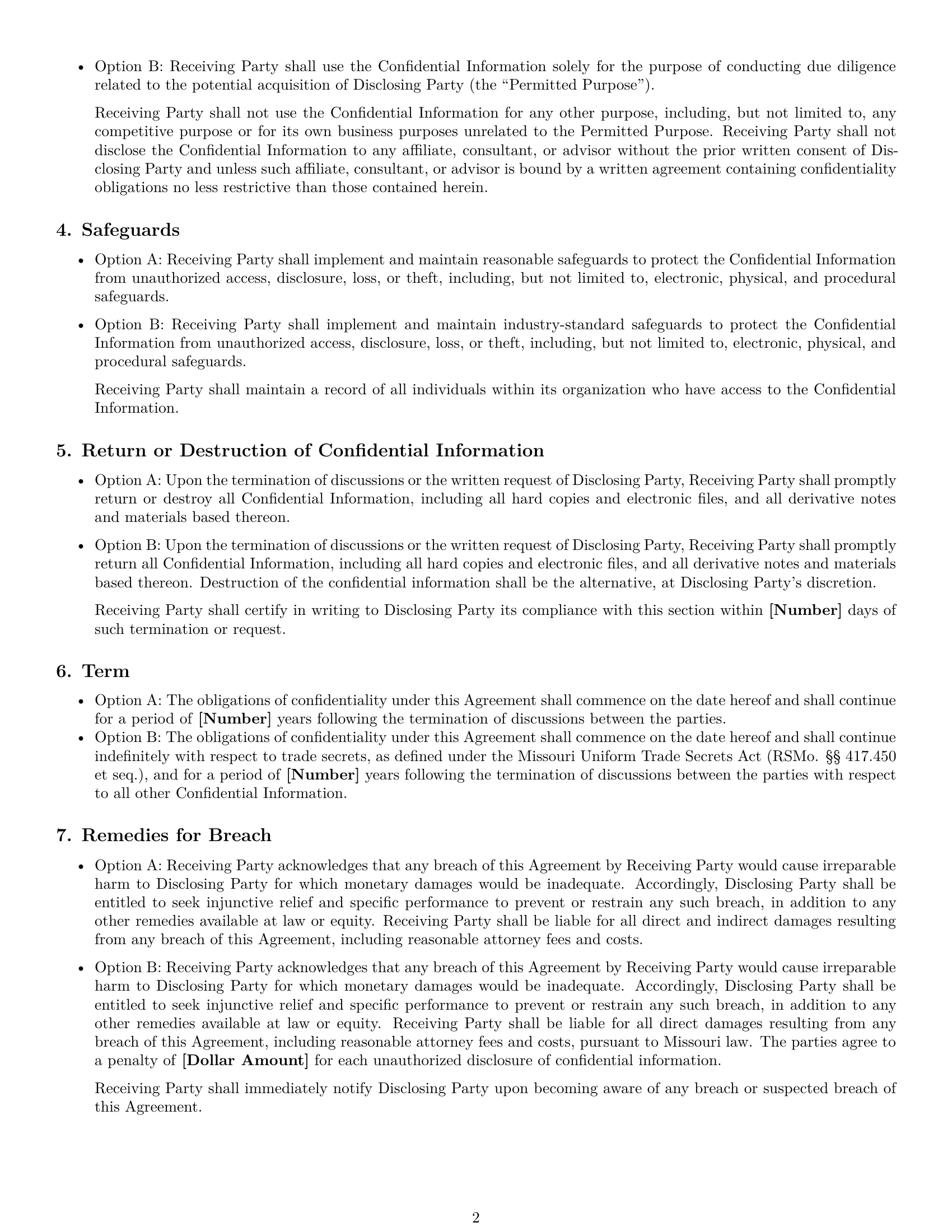 Preview page 2 of Free Missouri investor nda template