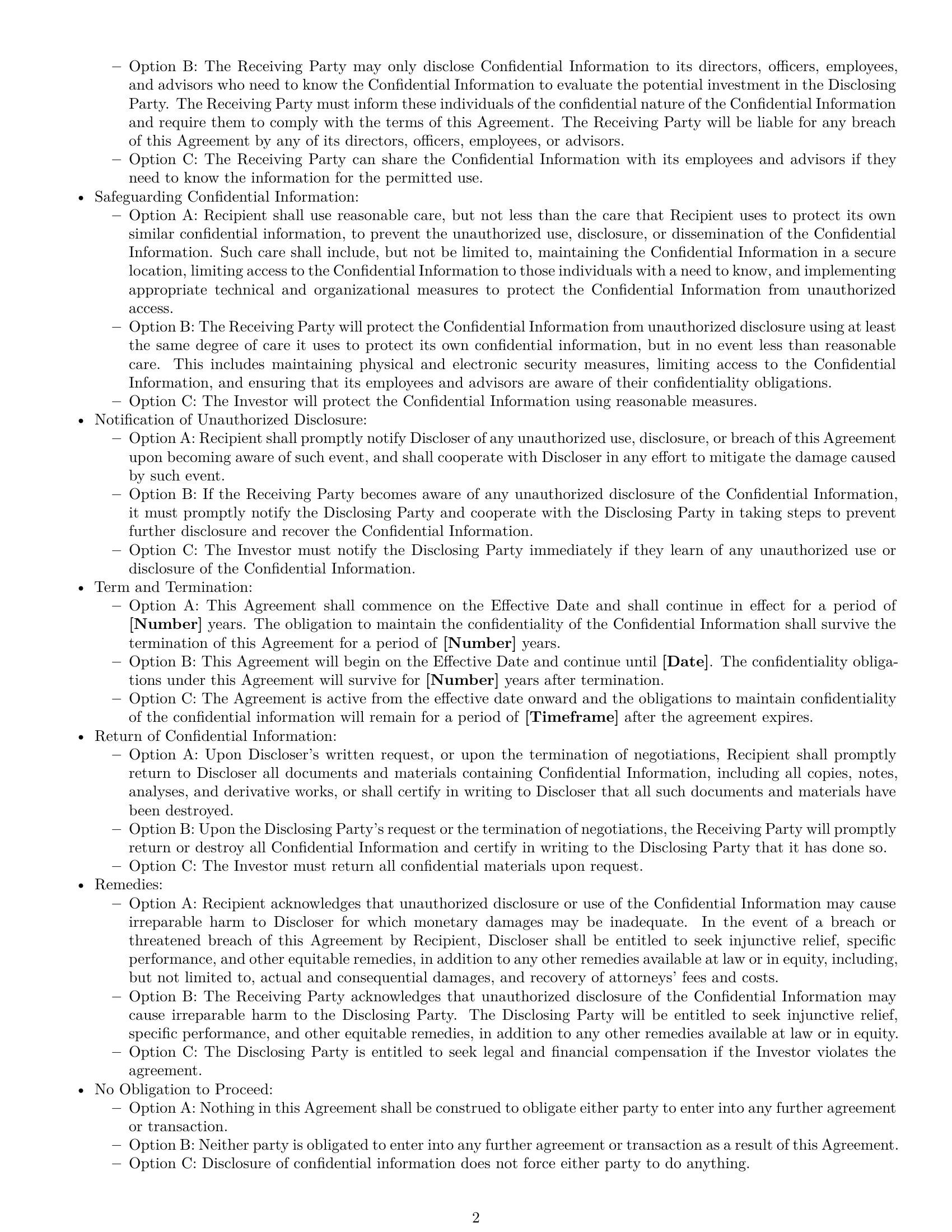 Preview page 2 of Free Nebraska investor nda template