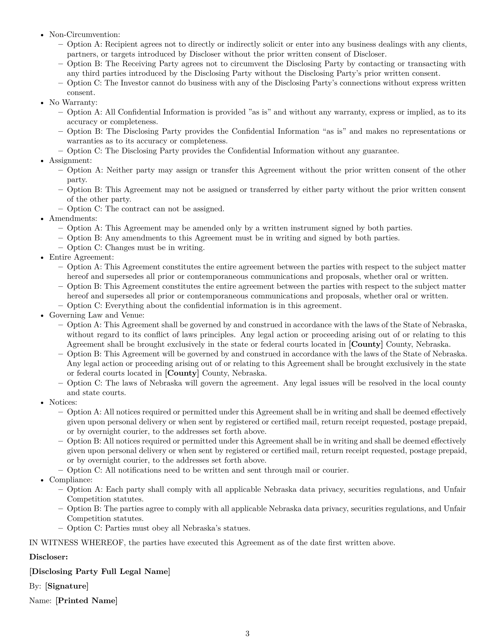 Preview page 3 of Free Nebraska investor nda template