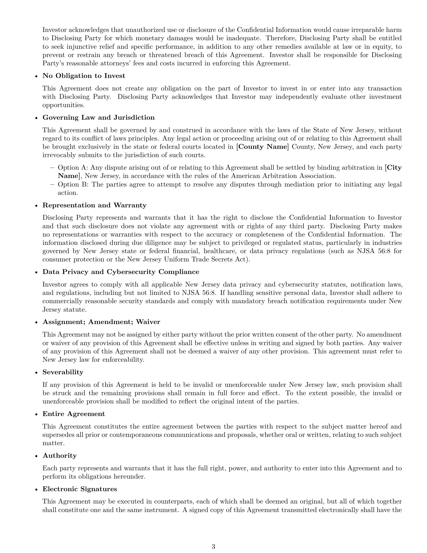 Preview page 3 of Free New Jersey investor nda template