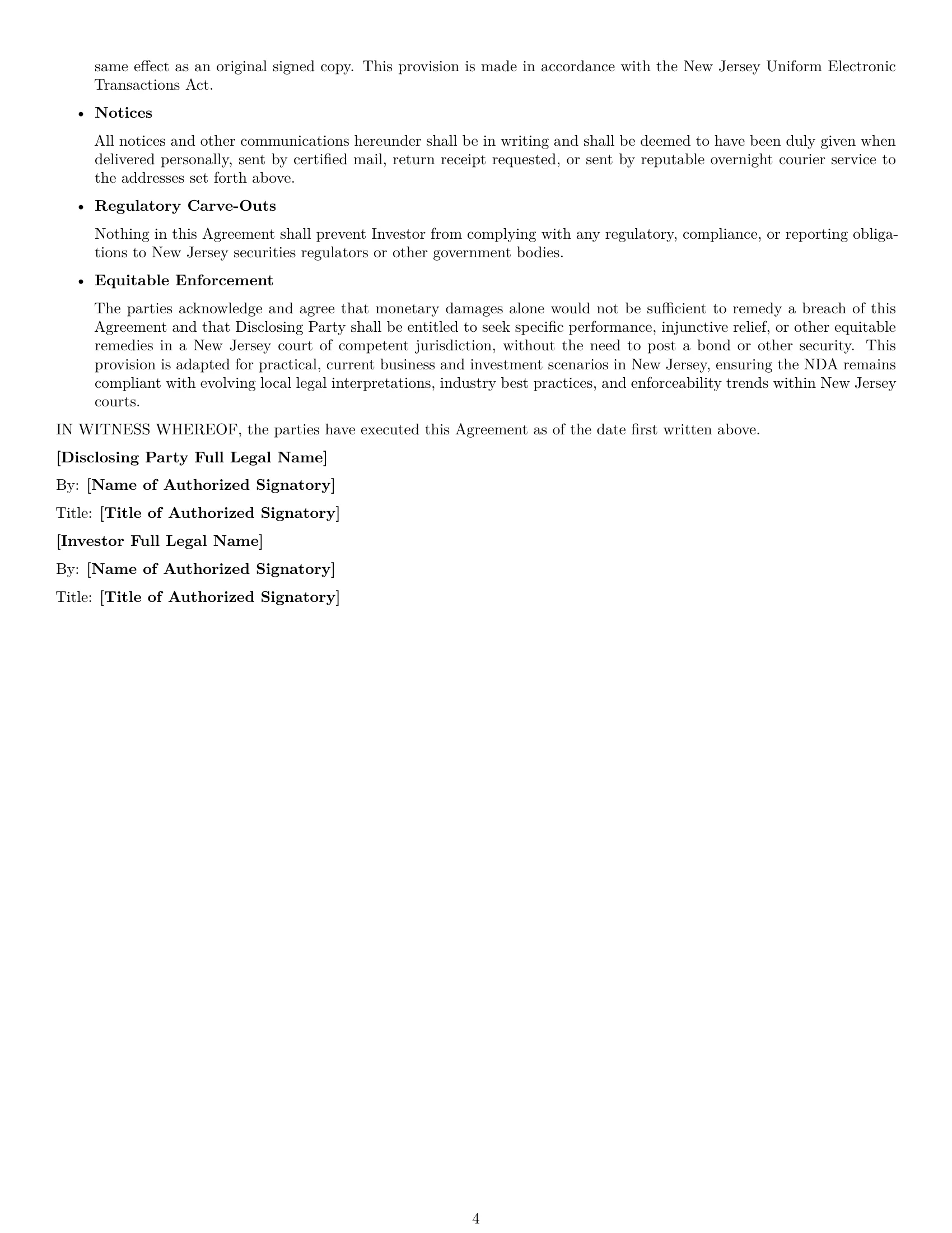 Preview page 4 of Free New Jersey investor nda template