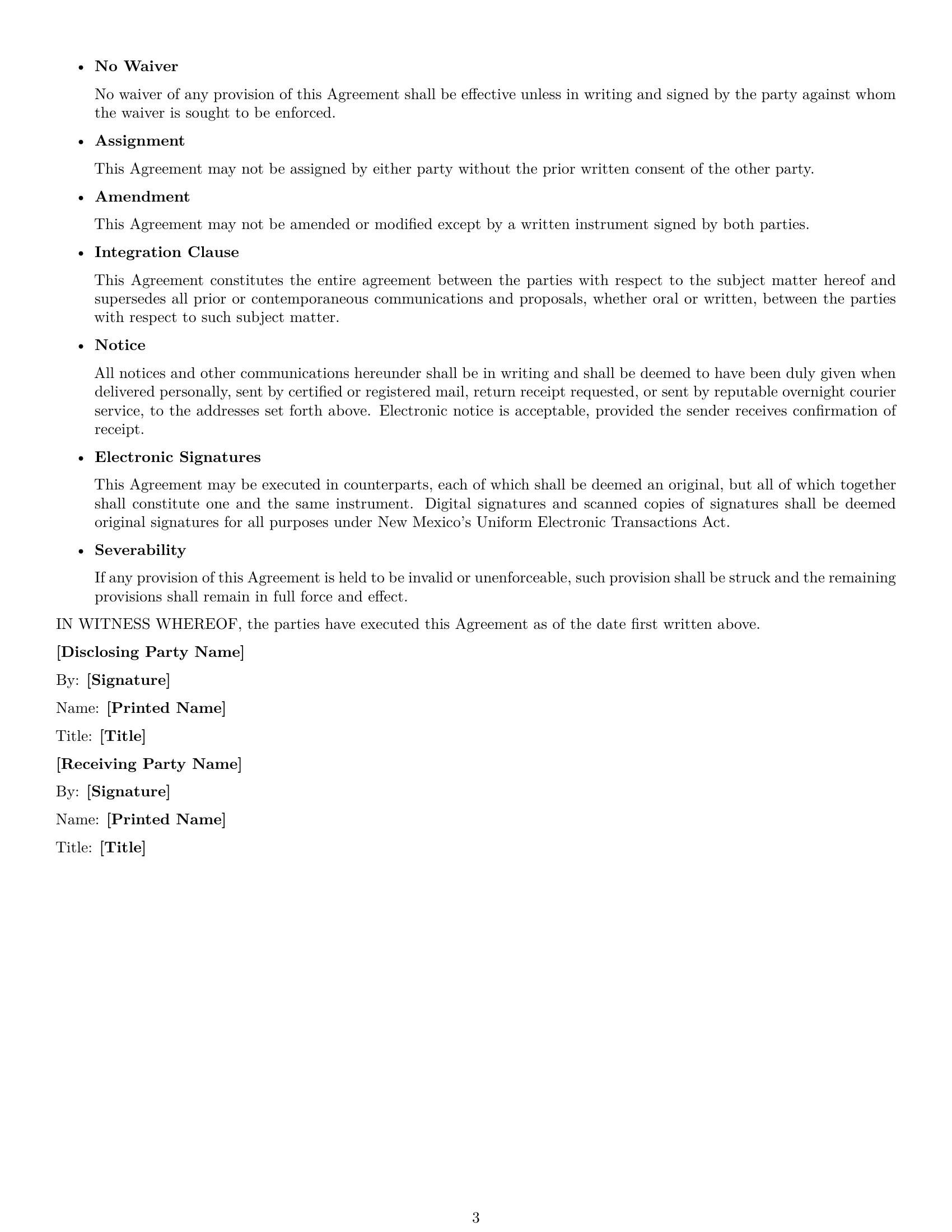 Preview page 3 of Free New Mexico investor nda template