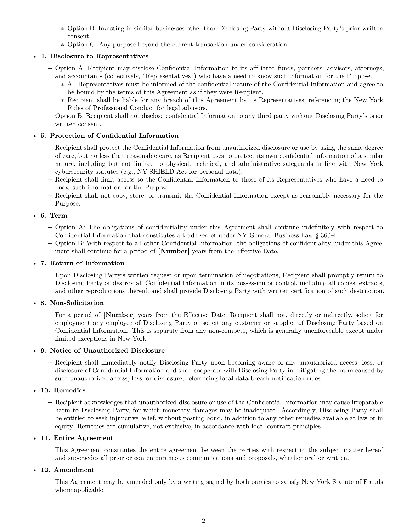 Preview page 2 of Free New York investor nda template