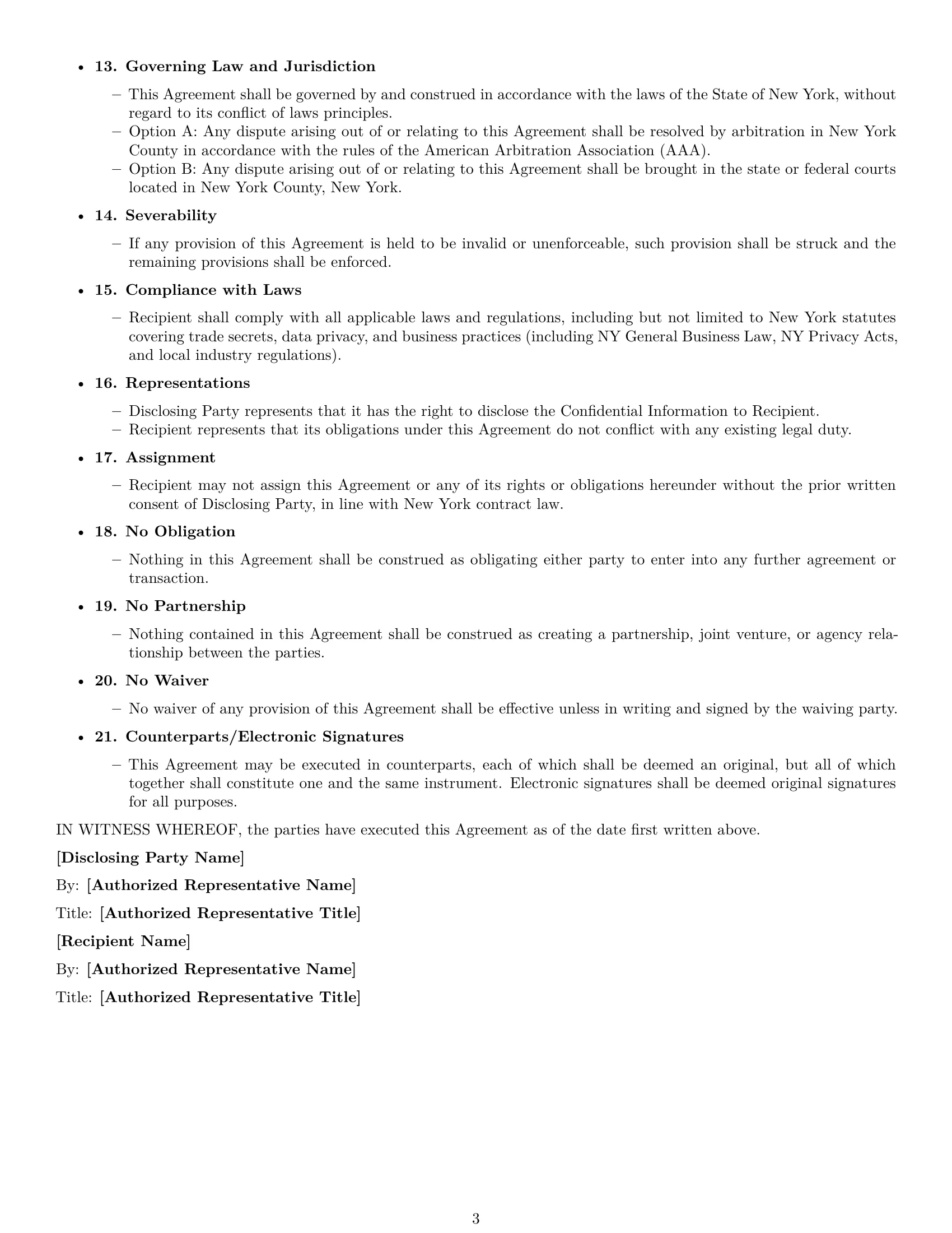 Preview page 3 of Free New York investor nda template