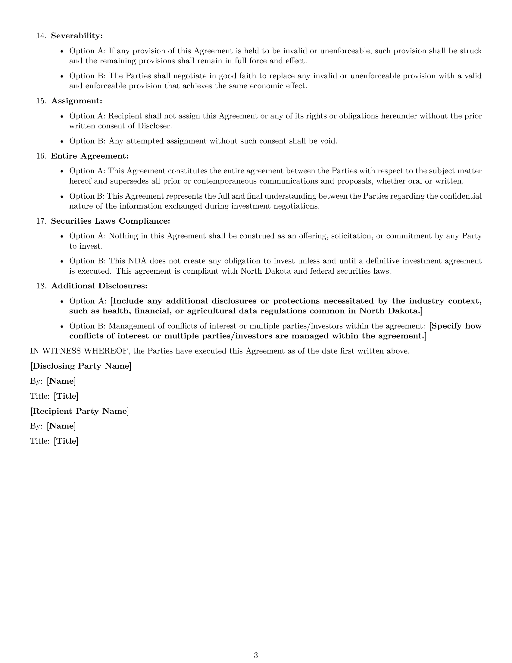 Preview page 3 of Free North Dakota investor nda template