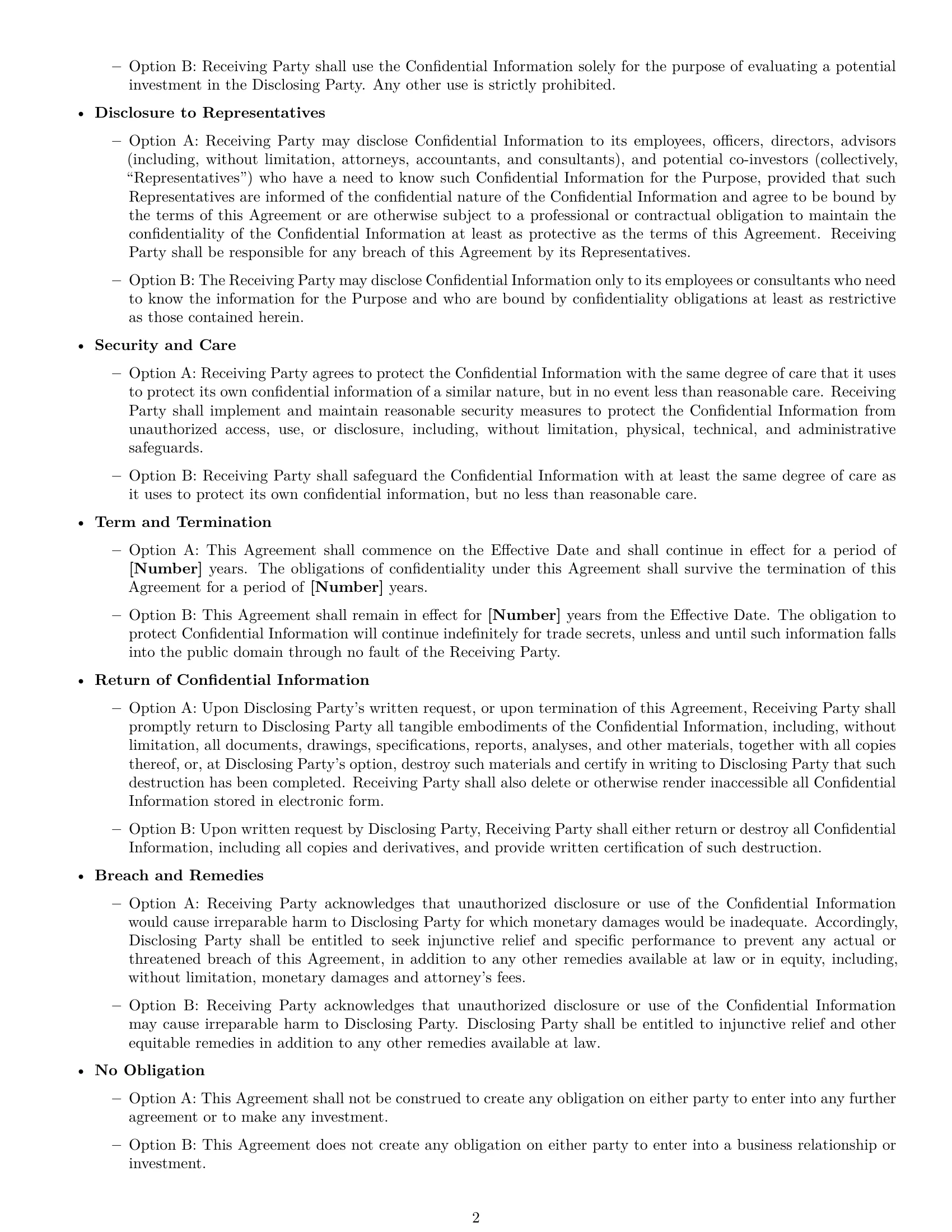 Preview page 2 of Free Ohio investor nda template