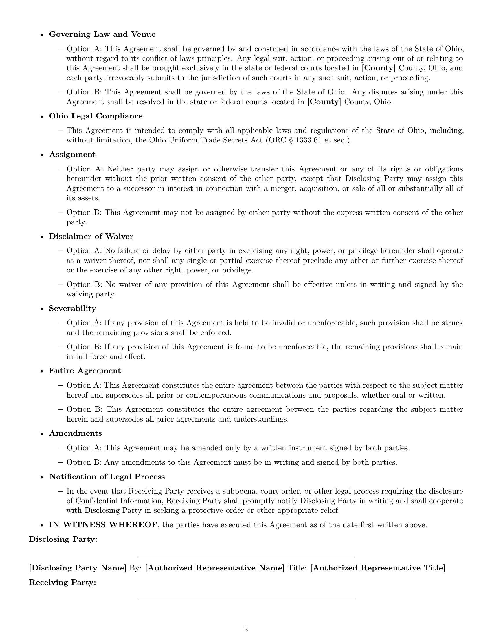 Preview page 3 of Free Ohio investor nda template