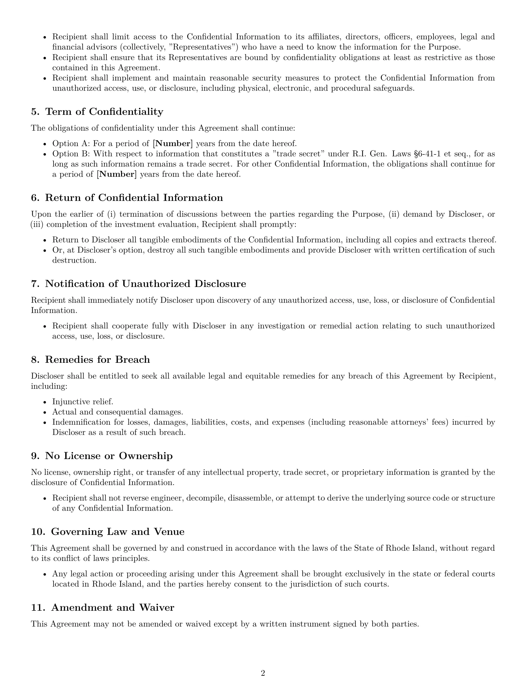 Preview page 2 of Free Rhode Island investor nda template