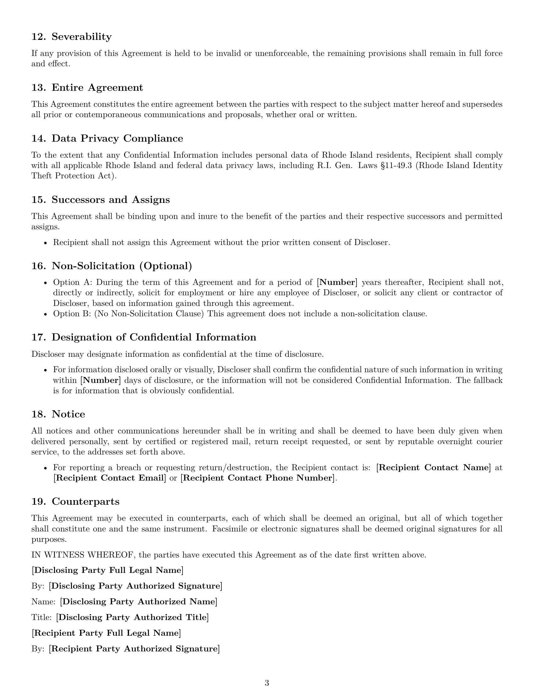 Preview page 3 of Free Rhode Island investor nda template