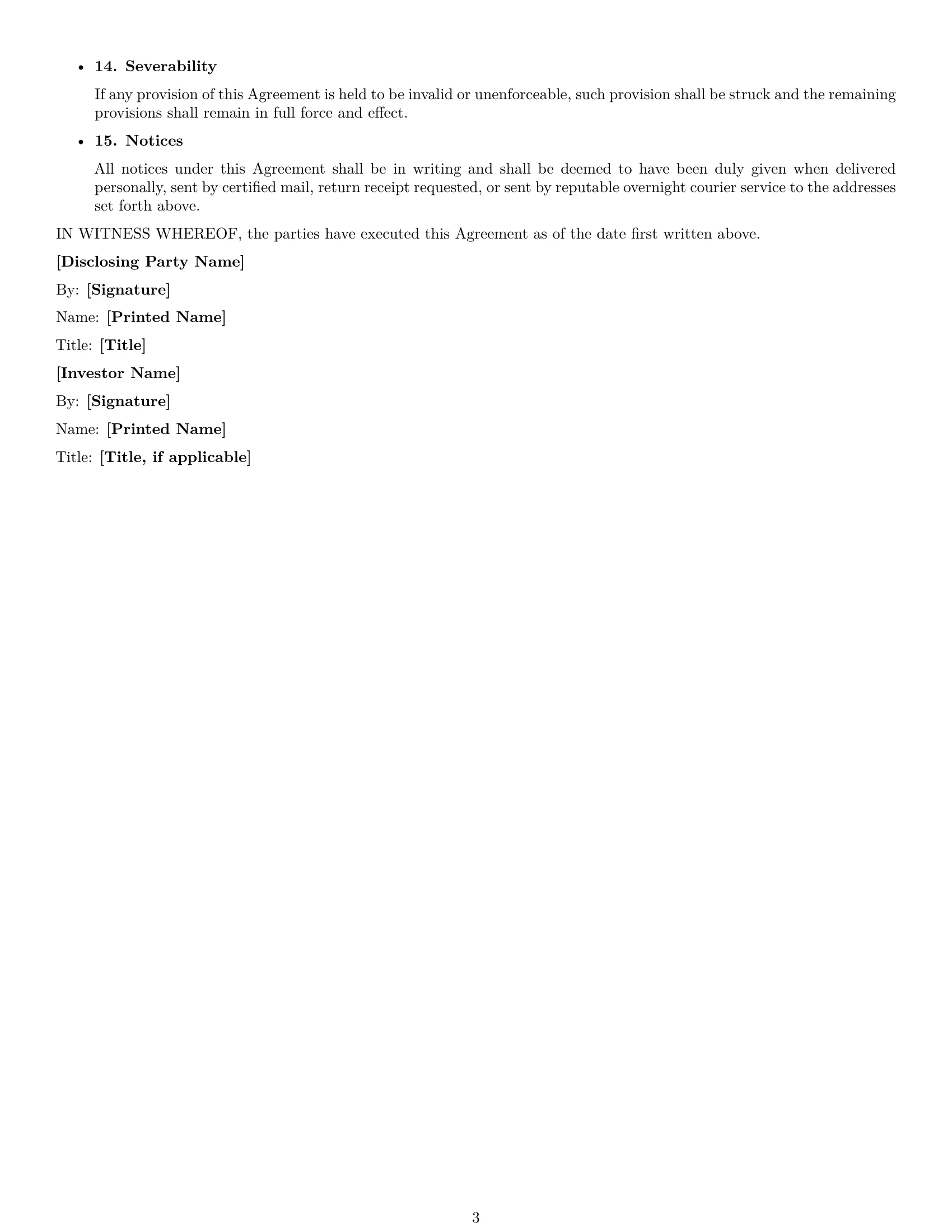 Preview page 3 of Free Utah investor nda template