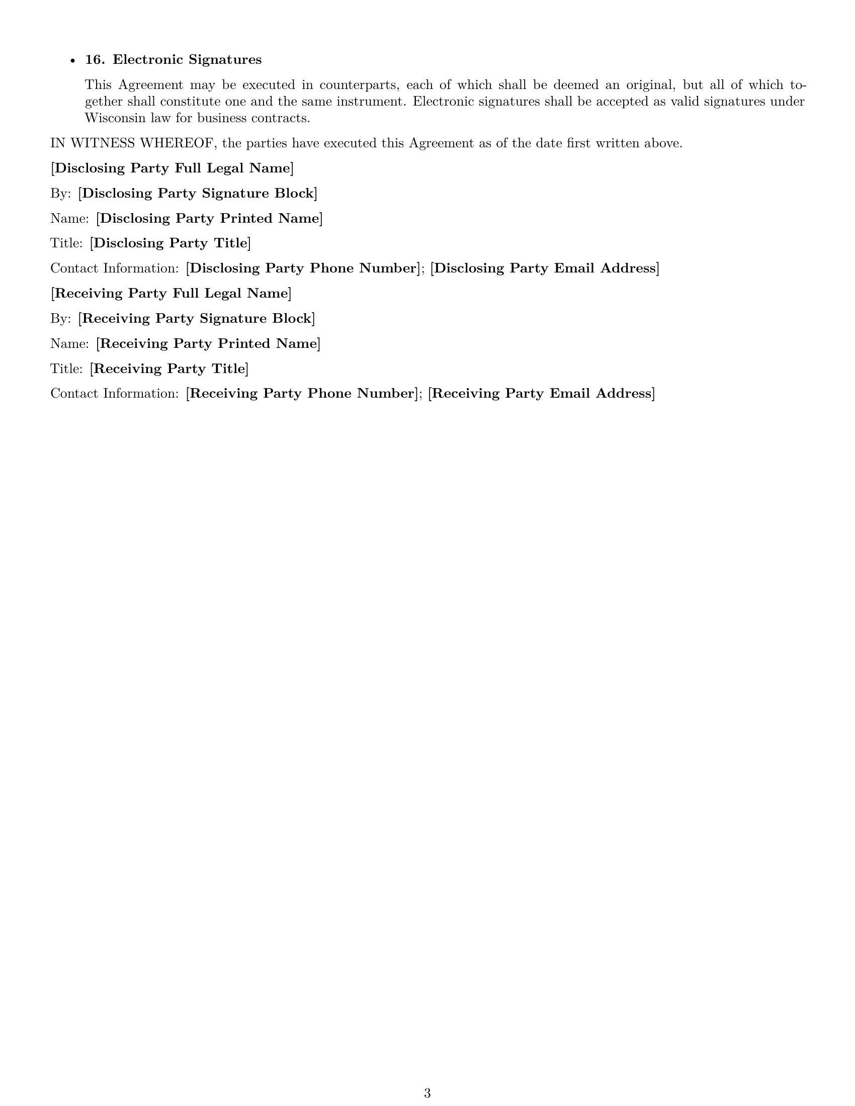 Preview page 3 of Free Wisconsin investor nda template
