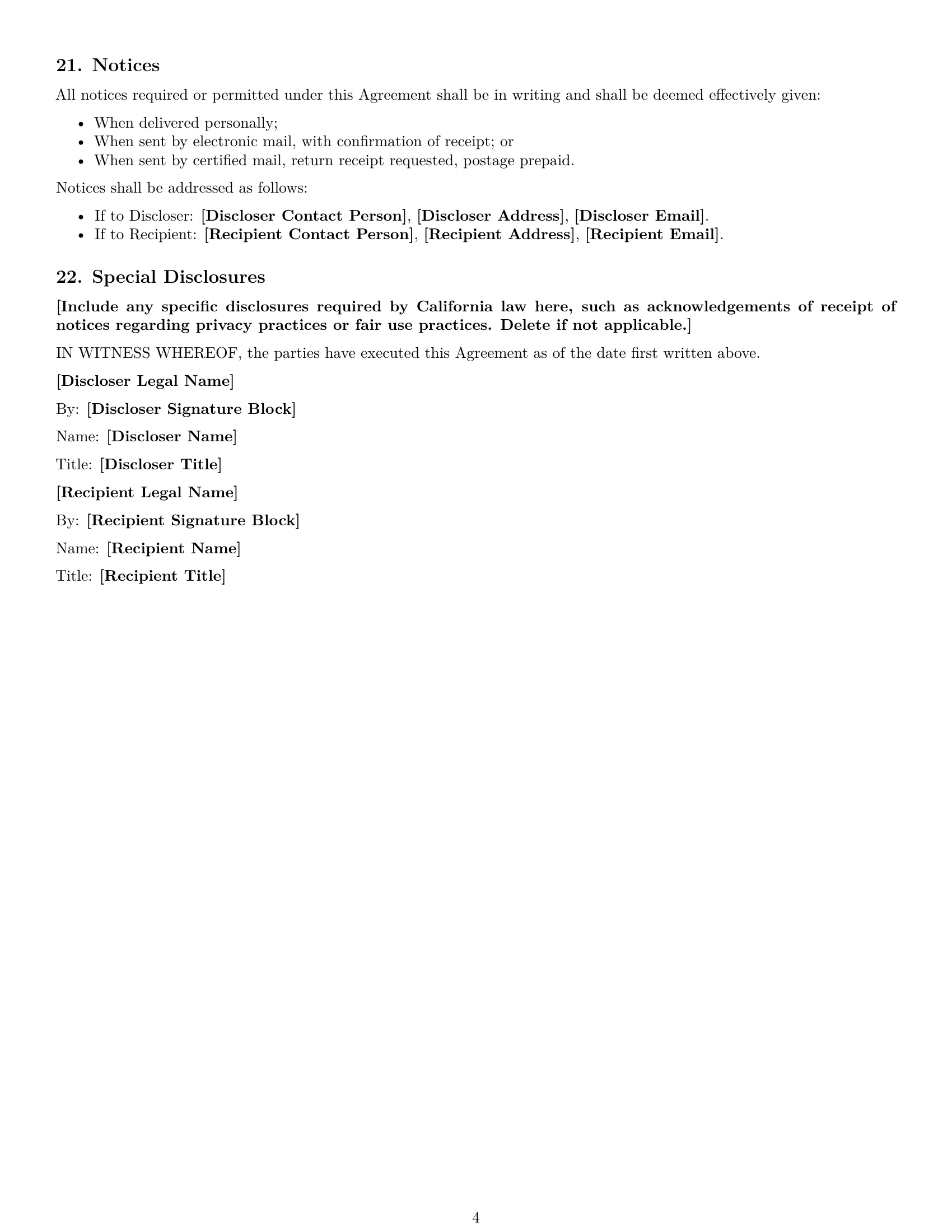 Preview page 4 of Free California investor nda template