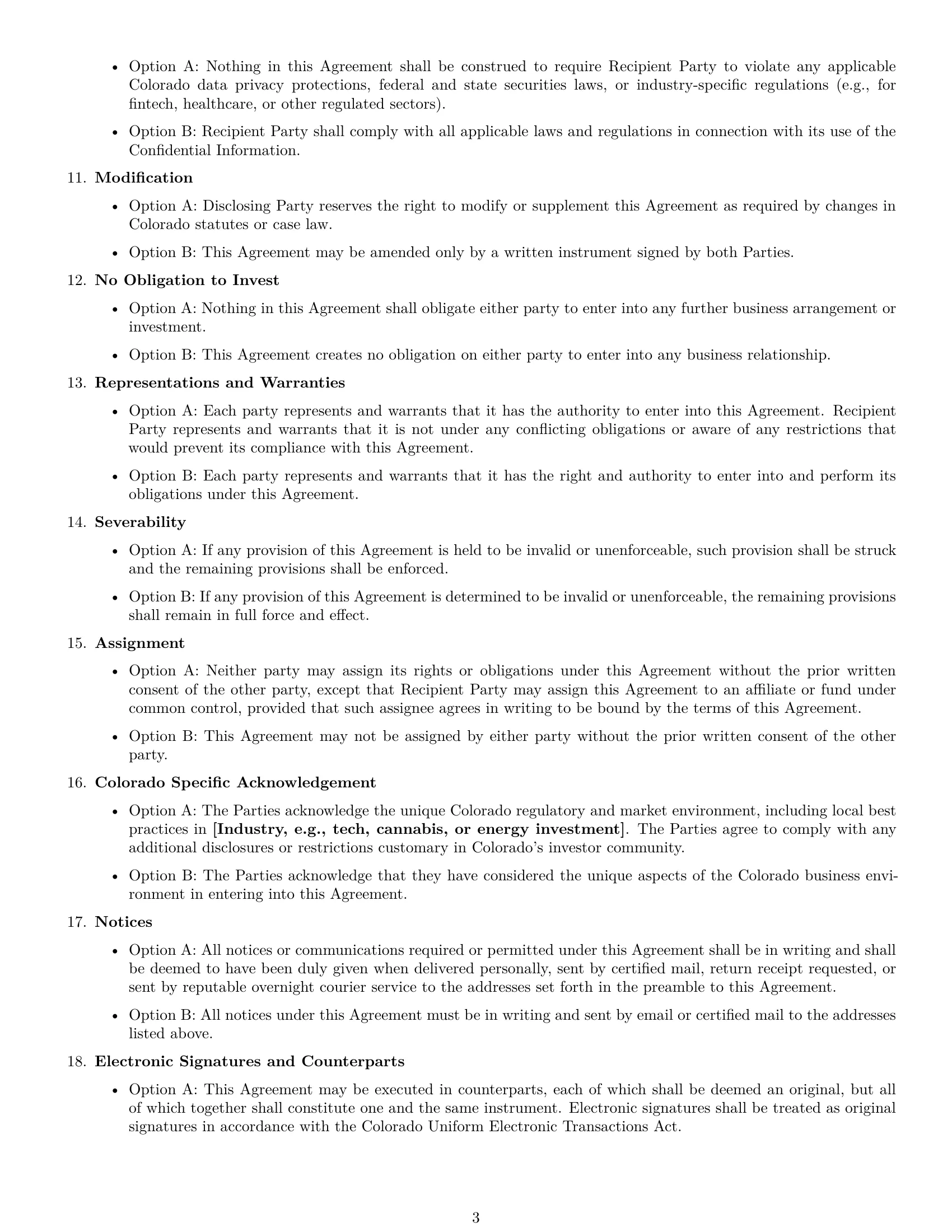 Preview page 3 of Free Colorado investor nda template