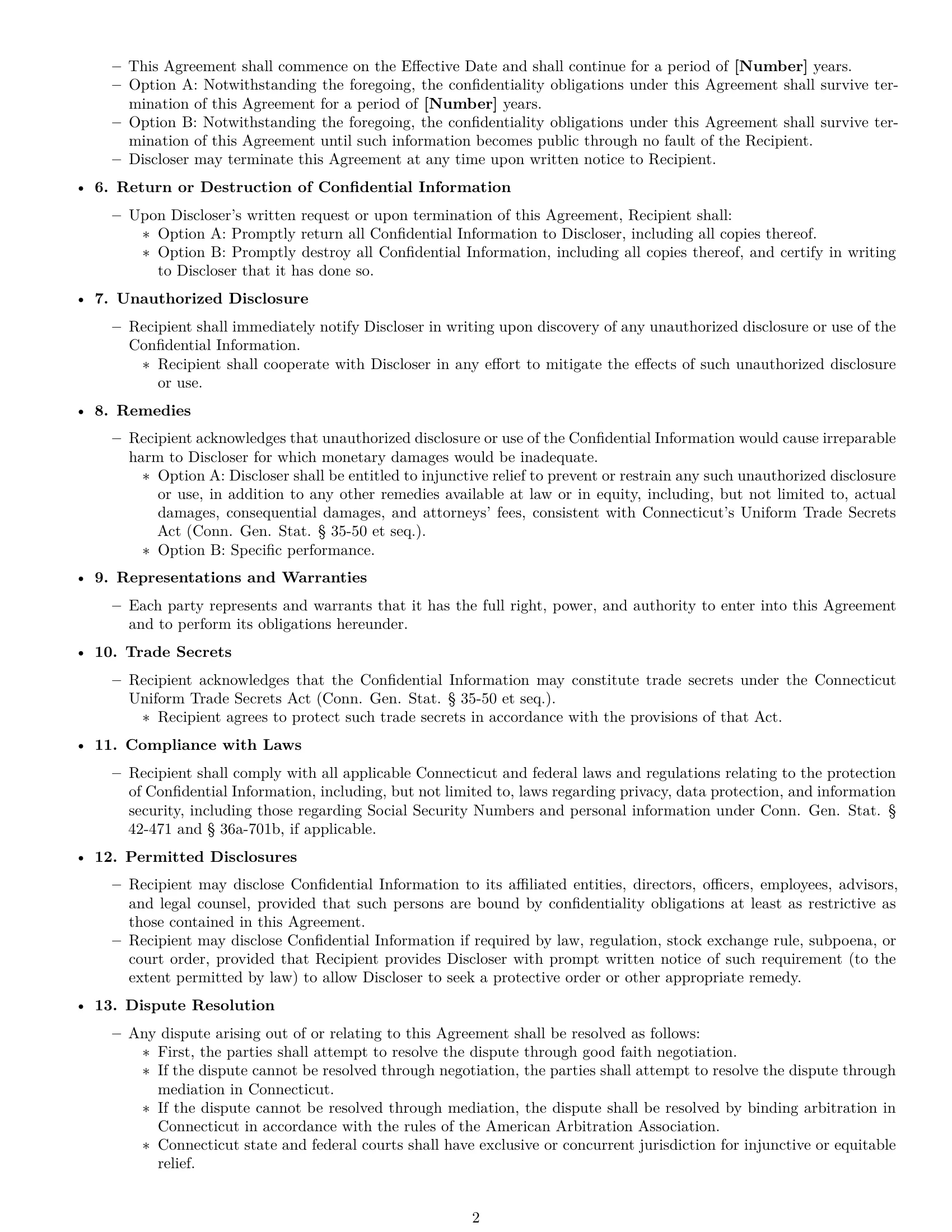 Preview page 2 of Free Connecticut investor nda template