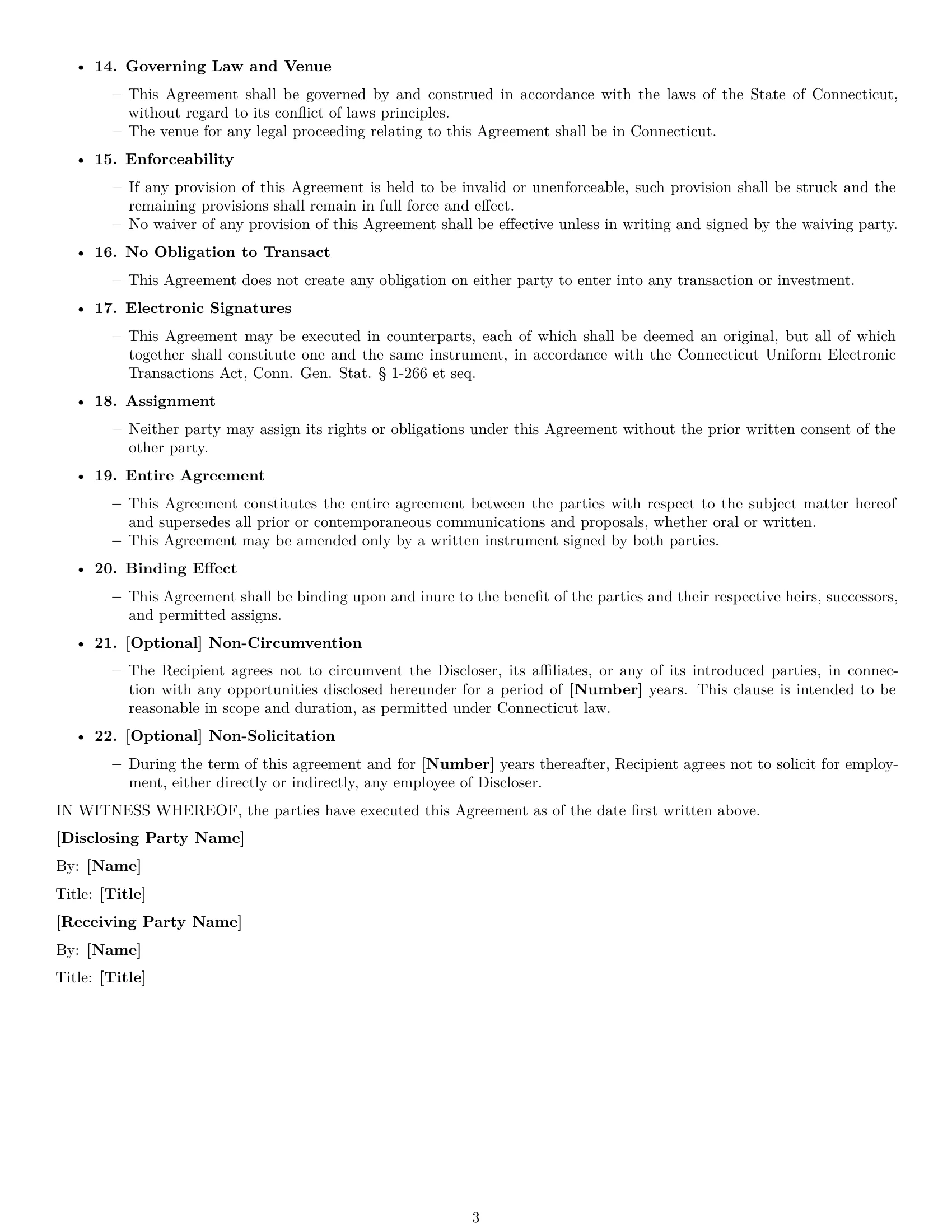 Preview page 3 of Free Connecticut investor nda template